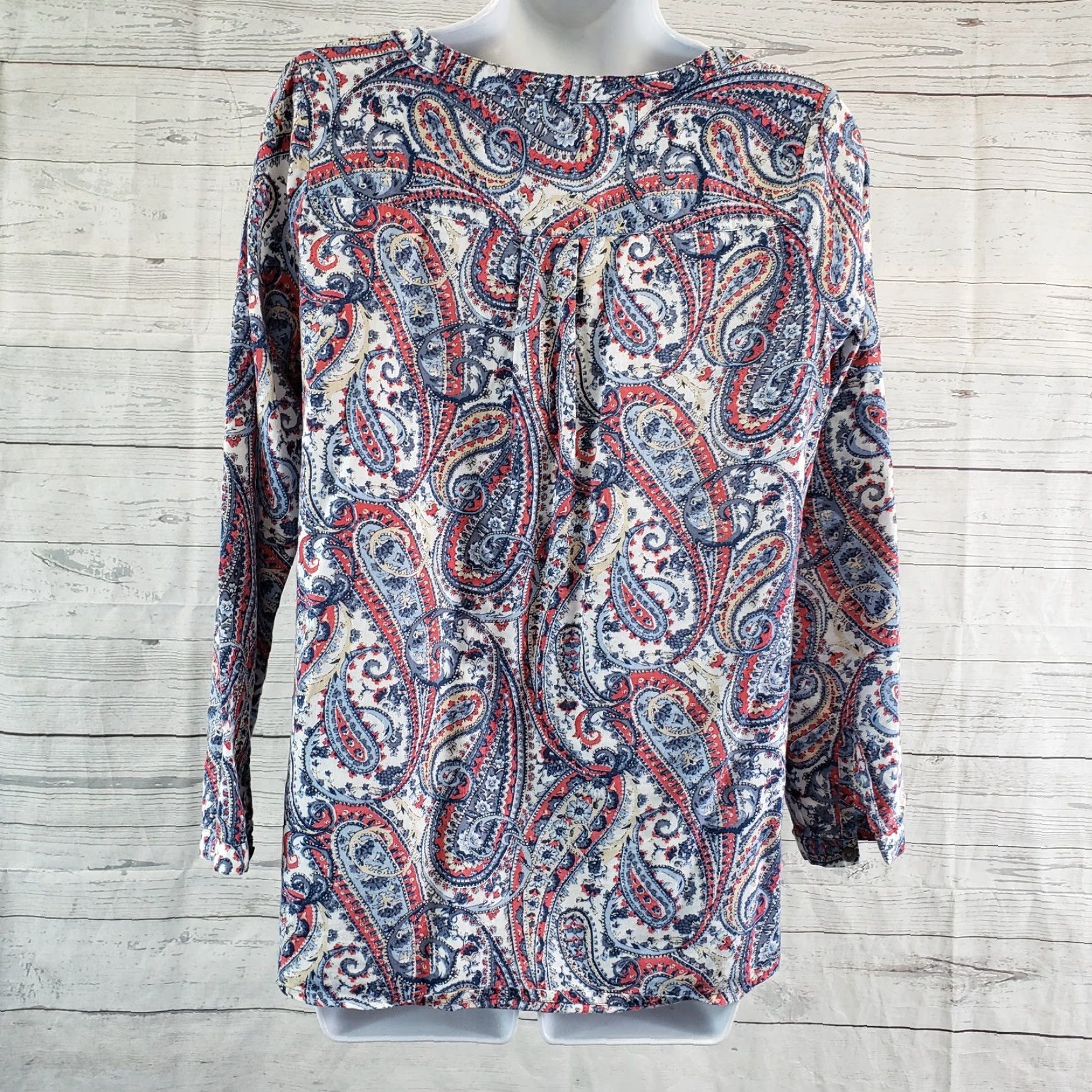 J. Jill J. Jill Button-Up Shirt XS Petite Blue Paisley 3/4 Sleeve Womens Shirt Size XS / US 0-2 / IT 36-38 - 4 Thumbnail
