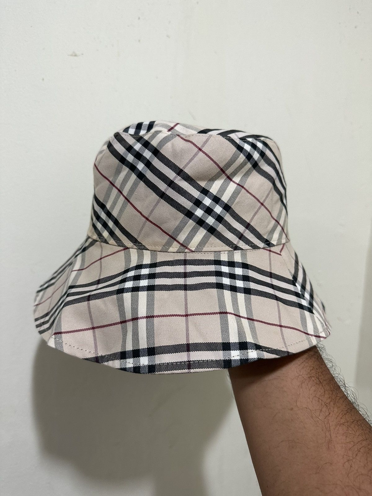 image of Burberry Nova Checked Reversible Bucket Hat, Men's