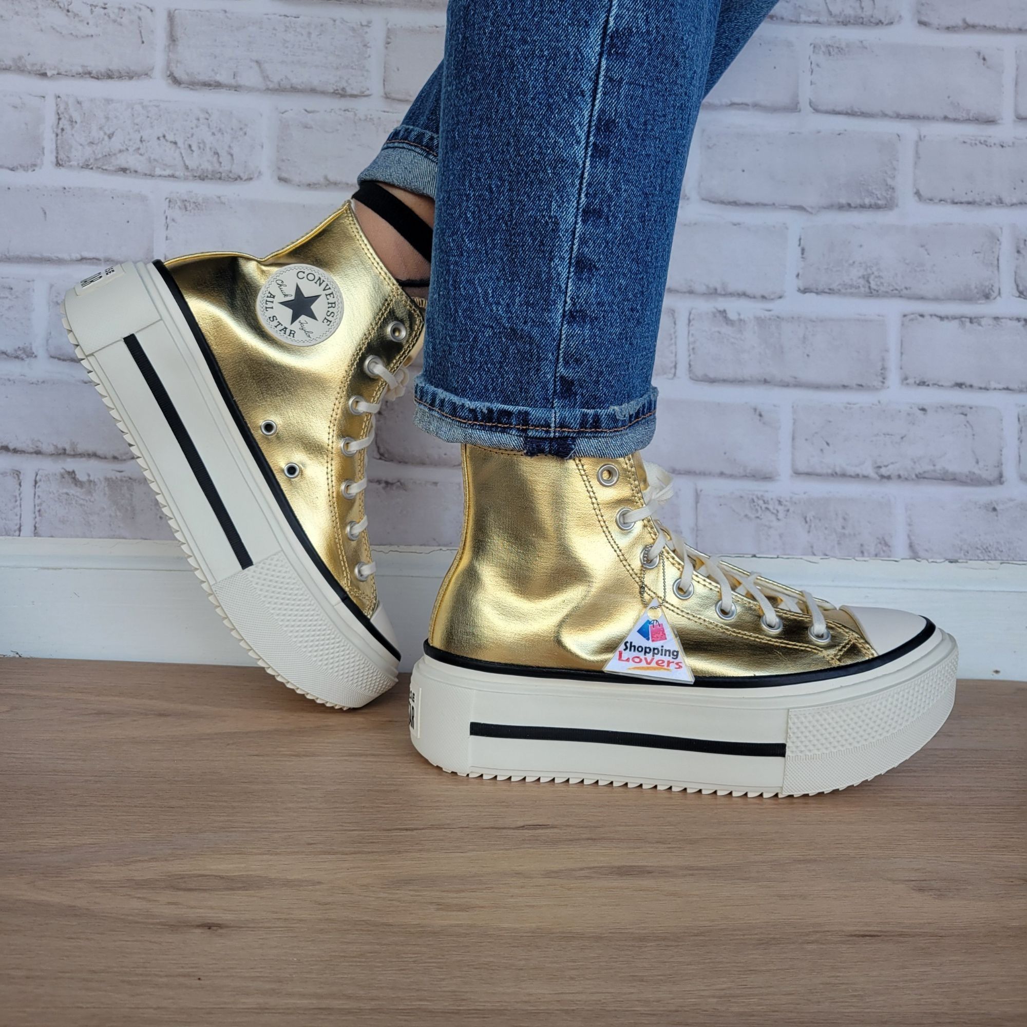 Converse ⭐Converse Chuck Taylor Lift Double Stack Gold Sz 9 Womens Sh Size US 9 / IT 39 - 3 Thumbnail