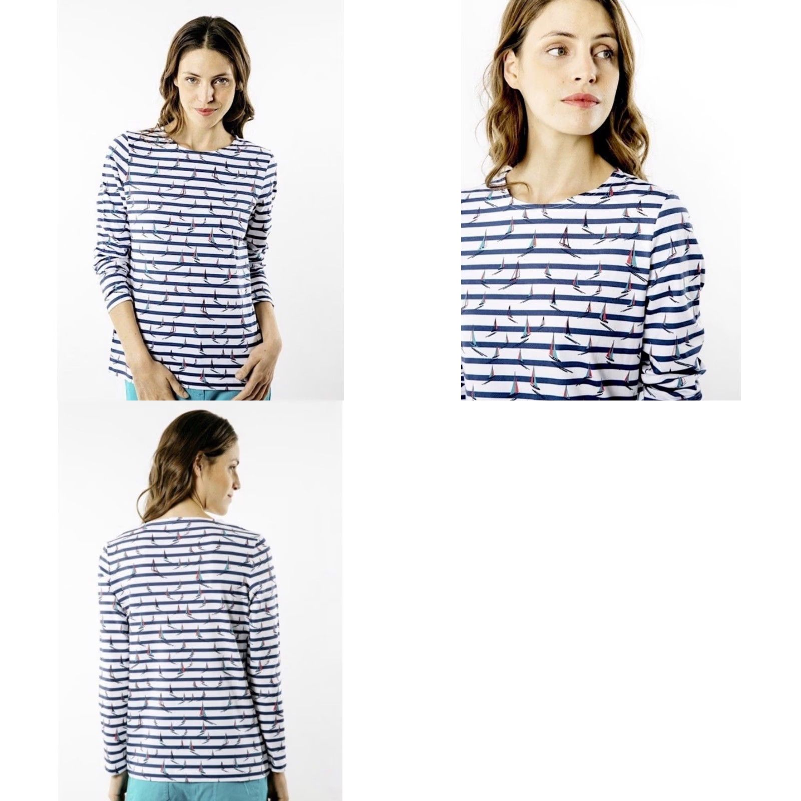 Saint James VINTAGE Saint-James Women’s Cotton Long Sleeve T-Shirt Nautical Striped Sailboats Size 12 Size XL / US 12-14 / IT 48-50 - 8 Thumbnail