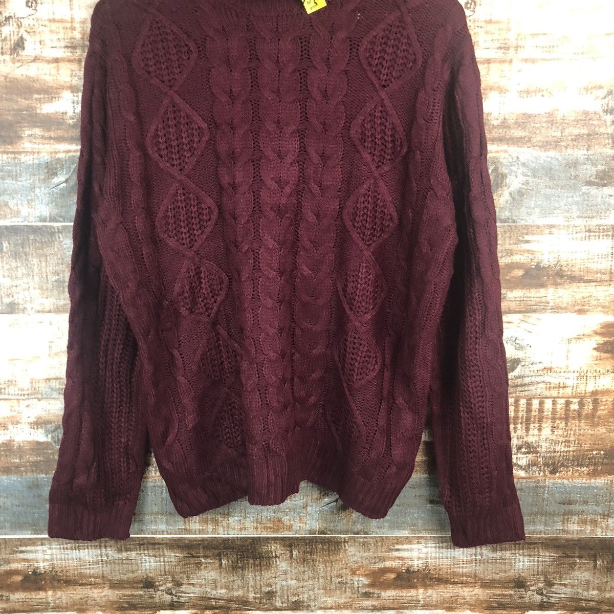 Japanese Brand Mono Mart Maroon cable Knitwear #A2257 Size US M / EU 48-50 / 2 - 3 Thumbnail