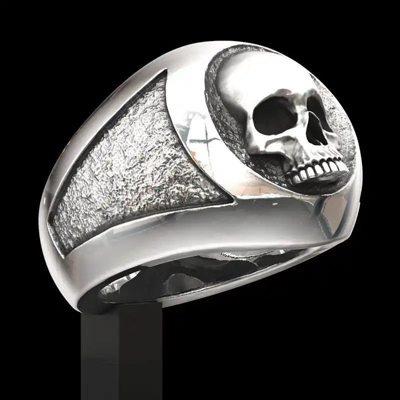 Vintage Stainless Steel Skull Ring Size ONE SIZE - 1 Thumbnail