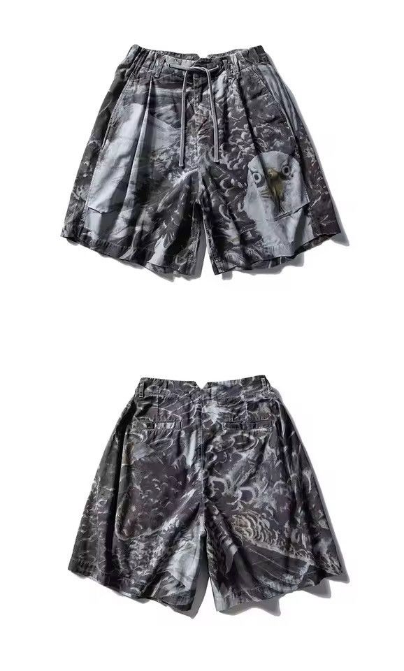 Designer Printed Streetwear Baggy Wide Leg Cargo Shorts Size US 32 / EU 48 - 2 Thumbnail