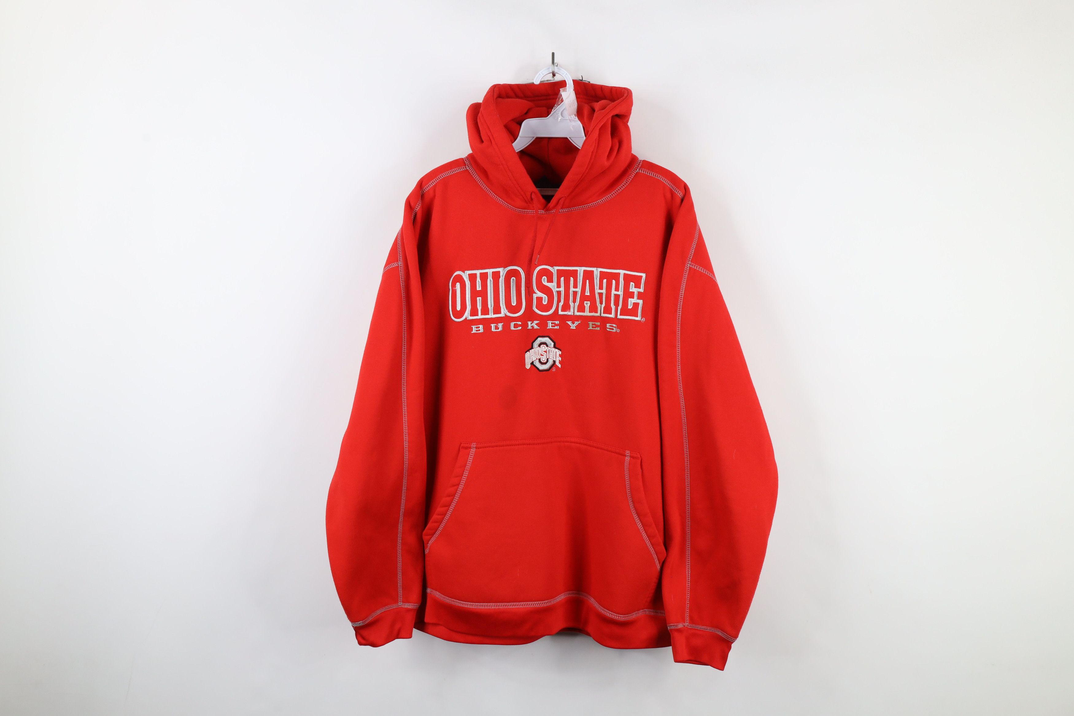 Vintage Vintage 90s Ohio State University Hoodie Sweatshirt Red Size US XL / EU 56 / 4 - 1 Thumbnail