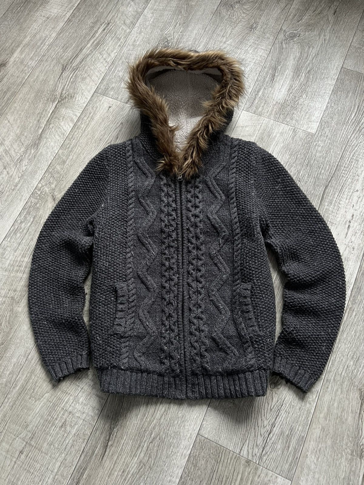 Hysteric Glamour Crazy Vintage Hysteric Glamour Faux Fur Knit Zip Hoodie 00s Size US M / EU 48-50 / 2 - 1 Thumbnail
