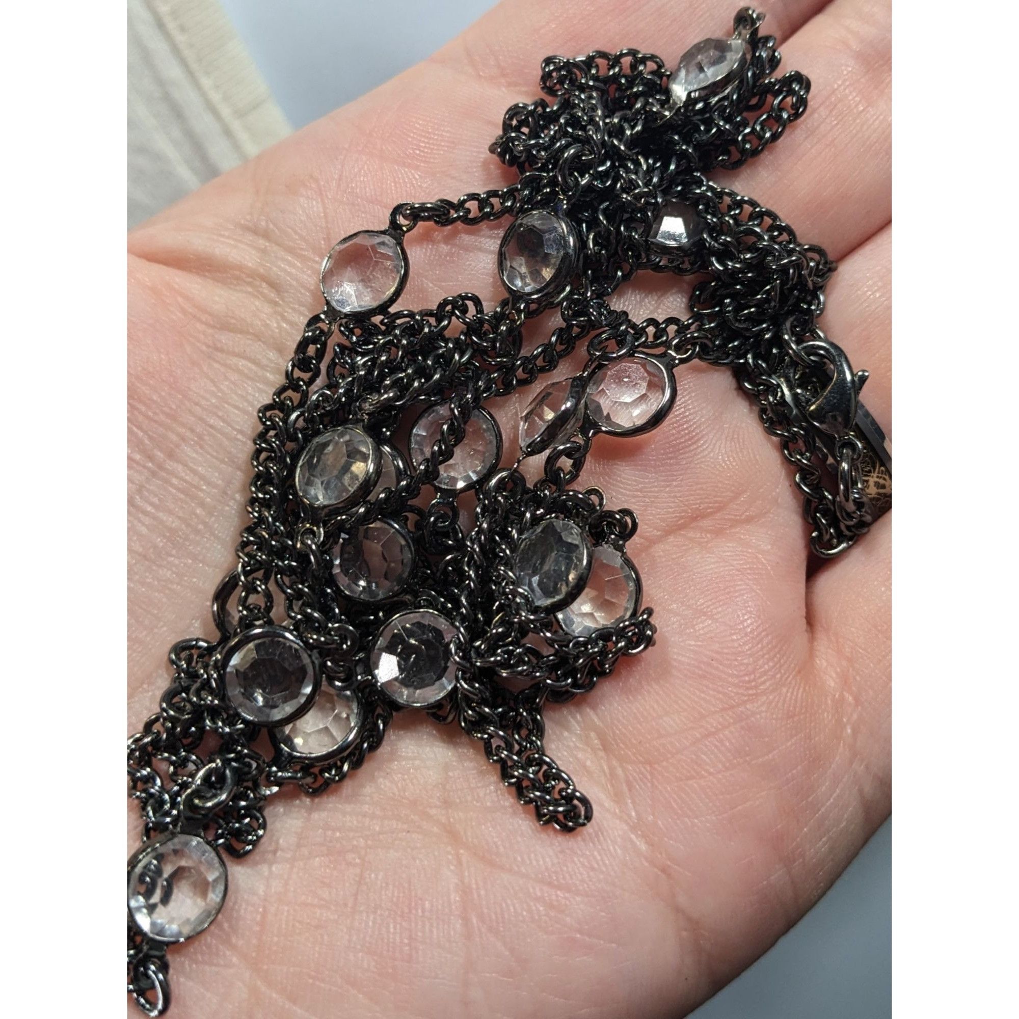 Other Premier Designs Glam Goth Gunmetal Clear Gemmed Station Neck Size ONE SIZE - 4 Thumbnail