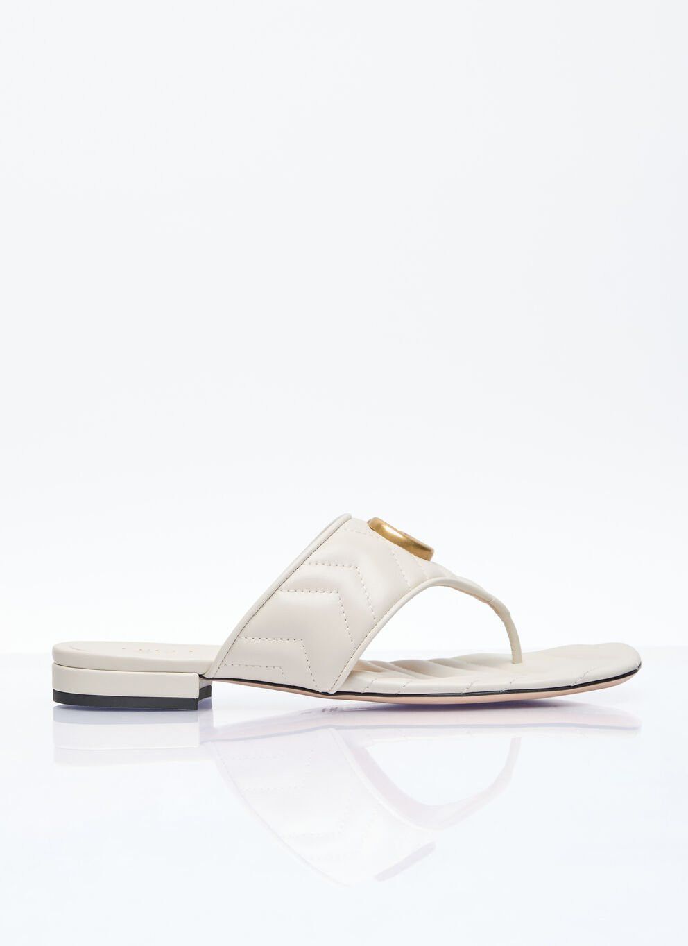 image of Gucci Double G Thong Slide in White, Women's (Size 9)