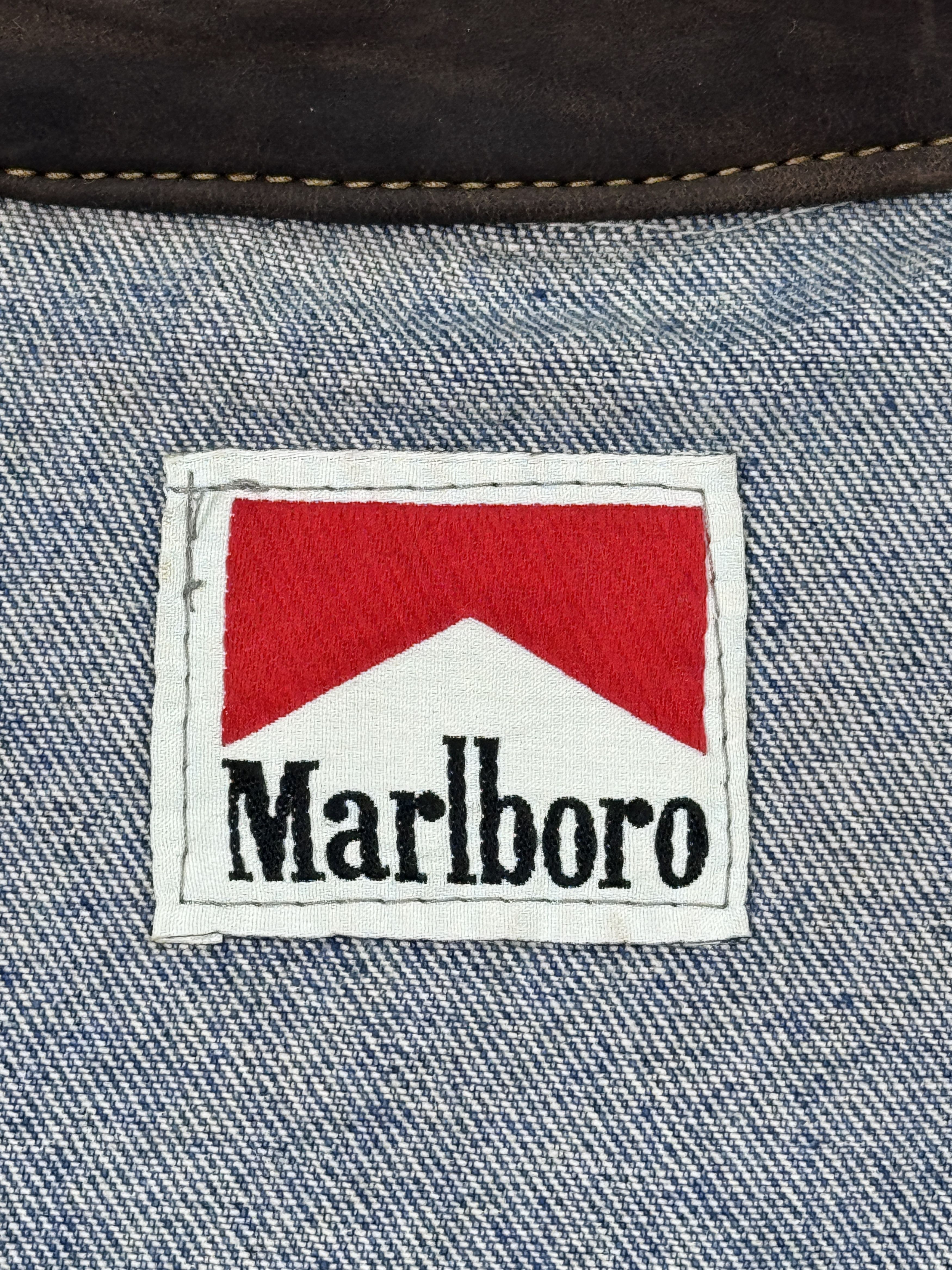 Marlboro × Vintage Vintage Marlboro Denim Jacket & Leather Collar Size US XL / EU 56 / 4 - 9 Thumbnail