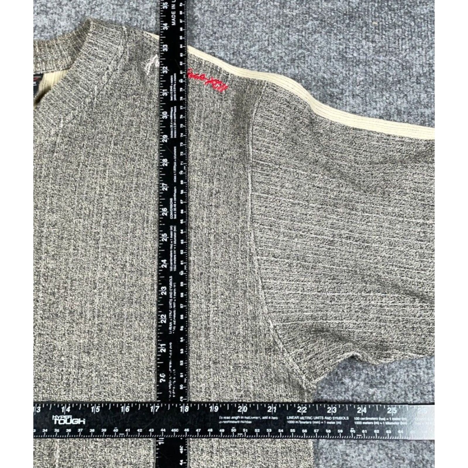 Fubu VINTAGE FUBU Sweater Adult Large Gray Beige V-Neck Ribbed Distressed VTG Y2K Skater Size US L / EU 52-54 / 3 - 4 Thumbnail