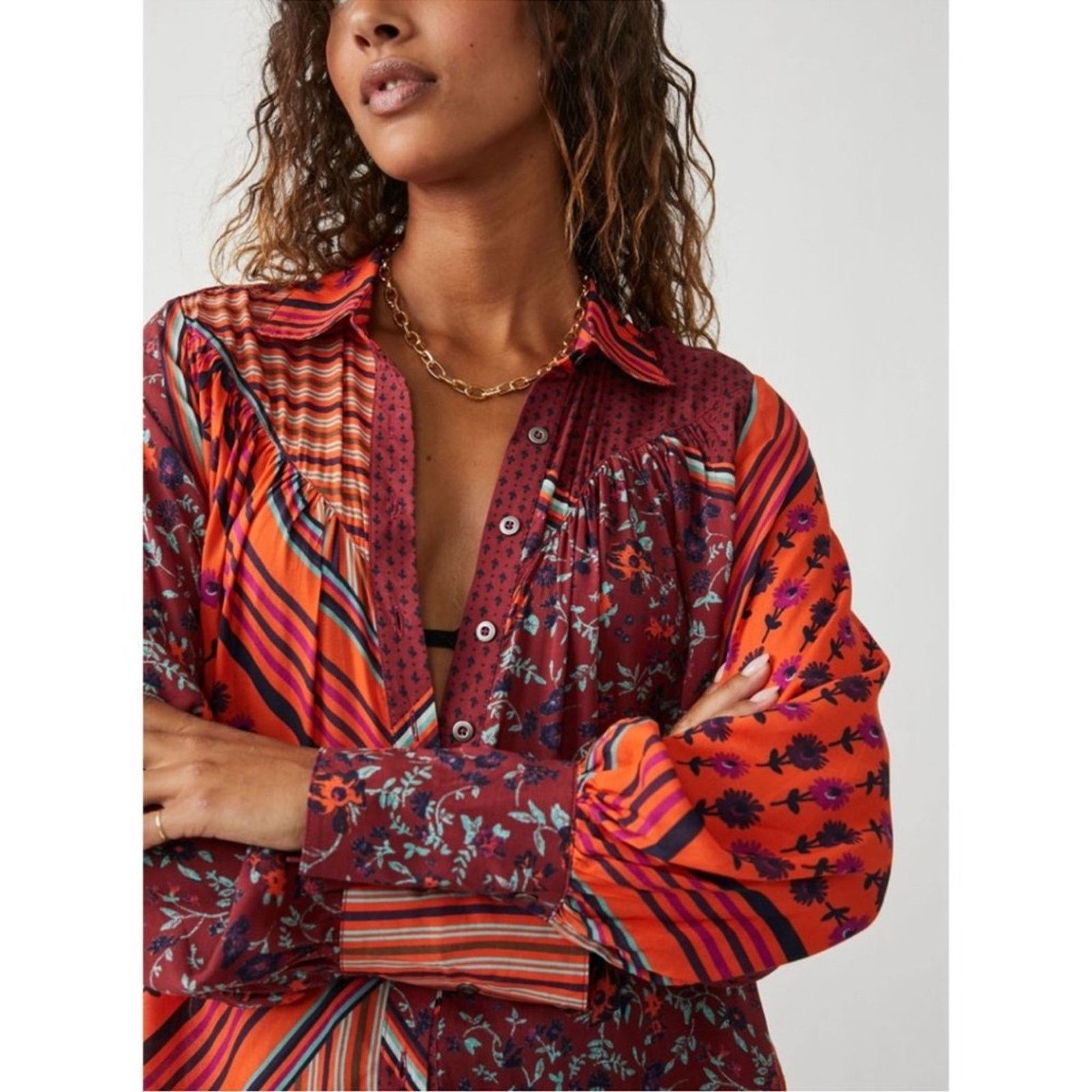 Free People 🎉LAST CHANCE🎉 FREE PEOPLE Hazel Button Down Top Size L / US 10 / IT 46 - 7 Thumbnail