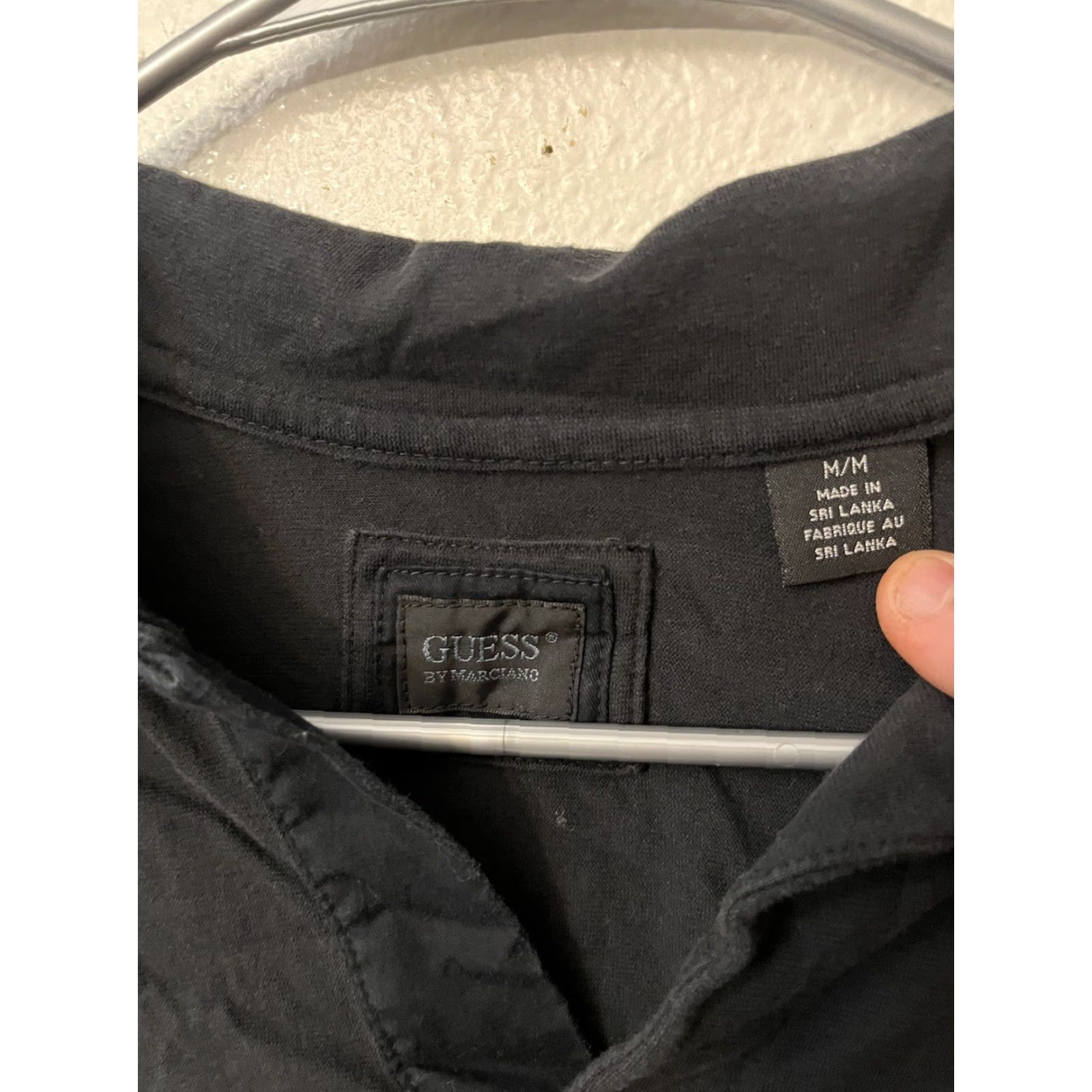 Guess VINTAGE Guess By Marciano Black Logo V Neck Long Sleeve Polo Top Womens M Black Polo V-Neck Long Sleeve Shirt Size M / US 6-8 / IT 42-44 - 2 Thumbnail