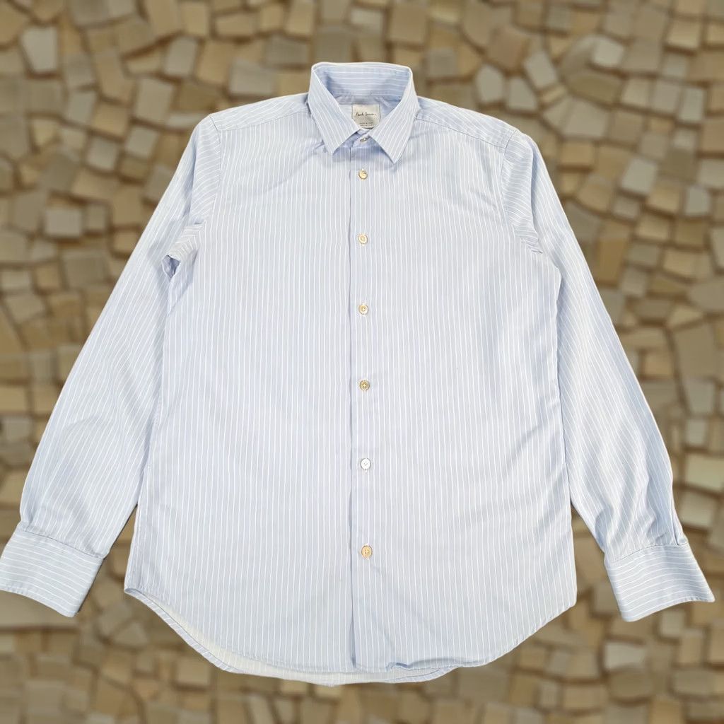 Paul Smith Paul Smith Mens Shirt Striped Long Sleeve Cotton Button-Up 15.5 M Blue Casual Vintage No Shirt Mens Regular Size M Size US M / EU 48-50 / 2 - 1 Thumbnail