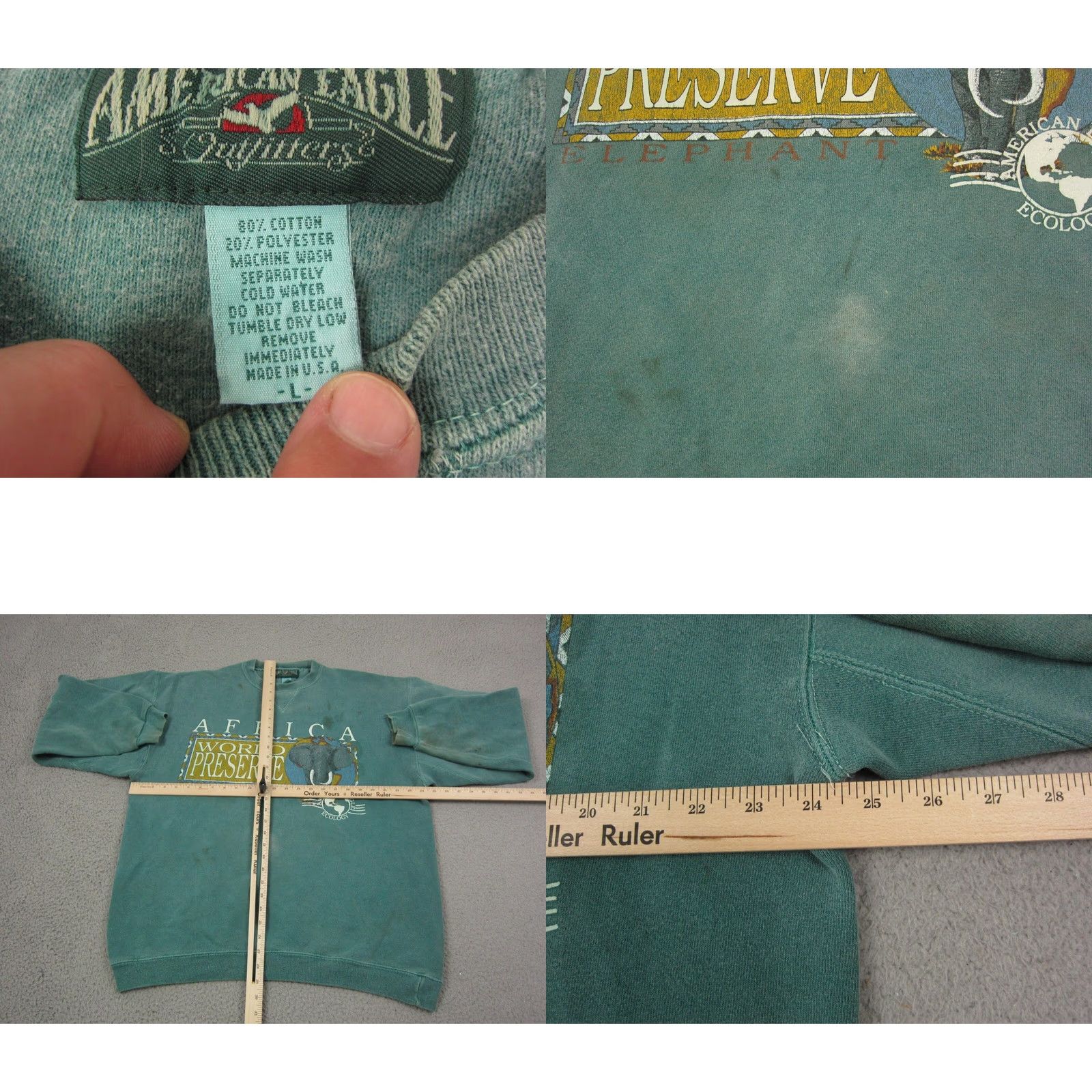American Eagle Outfitters VINTAGE American Eagle Sweatshirt Mens Large Green Africa World Preserve USA 90s Sweatshirt Mens L Green Africa World Preserve USA 90s Size US L / EU 52-54 / 3 - 8 Thumbnail