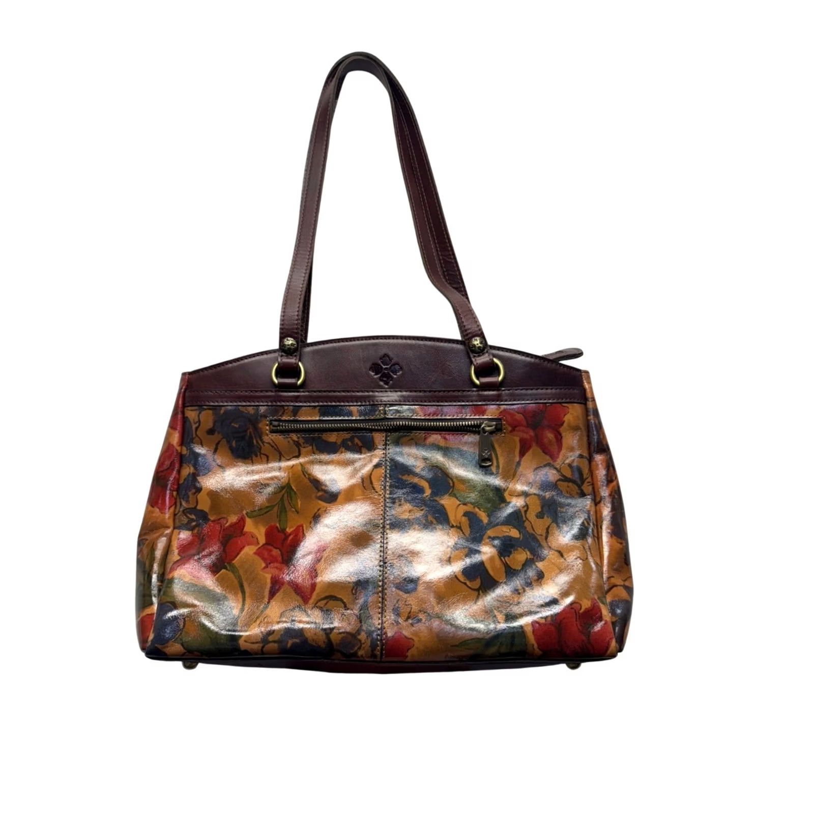 Patricia Nash Patricia Nash Tote Bag Floral Leather Double Handles Zipper Womens Large Brown 14x10x5 Like New Size ONE SIZE - 2 Thumbnail