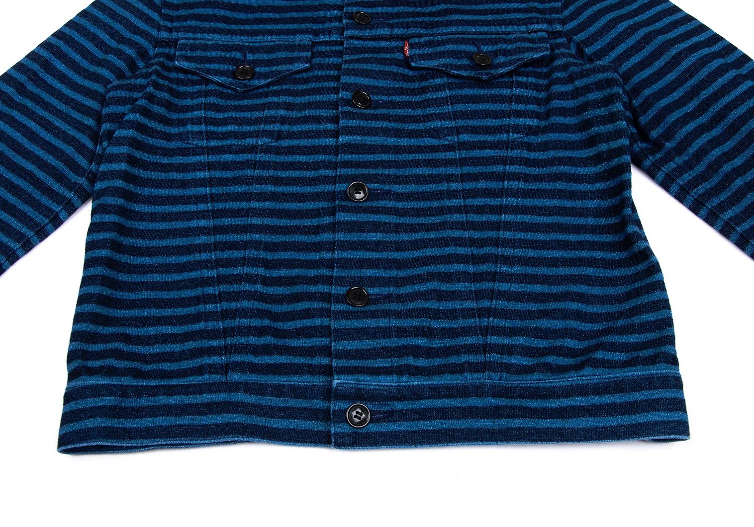 Junya Watanabe Cotton Stripe Sweat Trucker Jacket in Blue, Size XS Size US XS / EU 42 / 0 - 11 Thumbnail