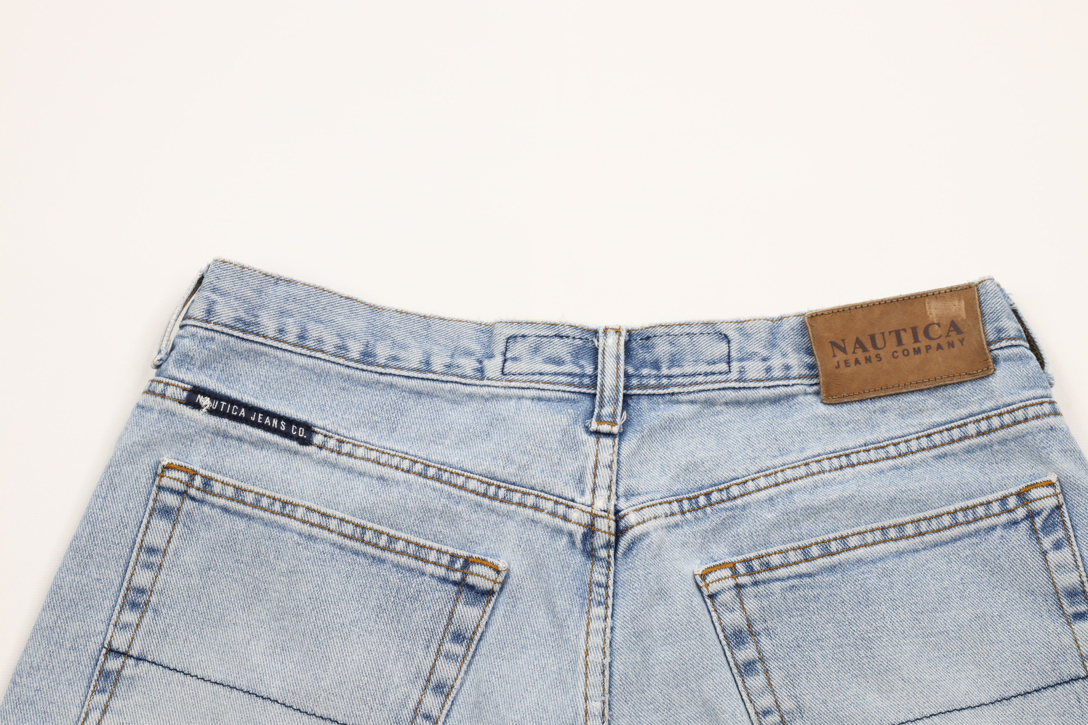 Nautica × Vintage Vintage 90s Nautica Spell Out Baggy Denim Jean Shorts Jorts Size US 32 / EU 48 - 10 Thumbnail