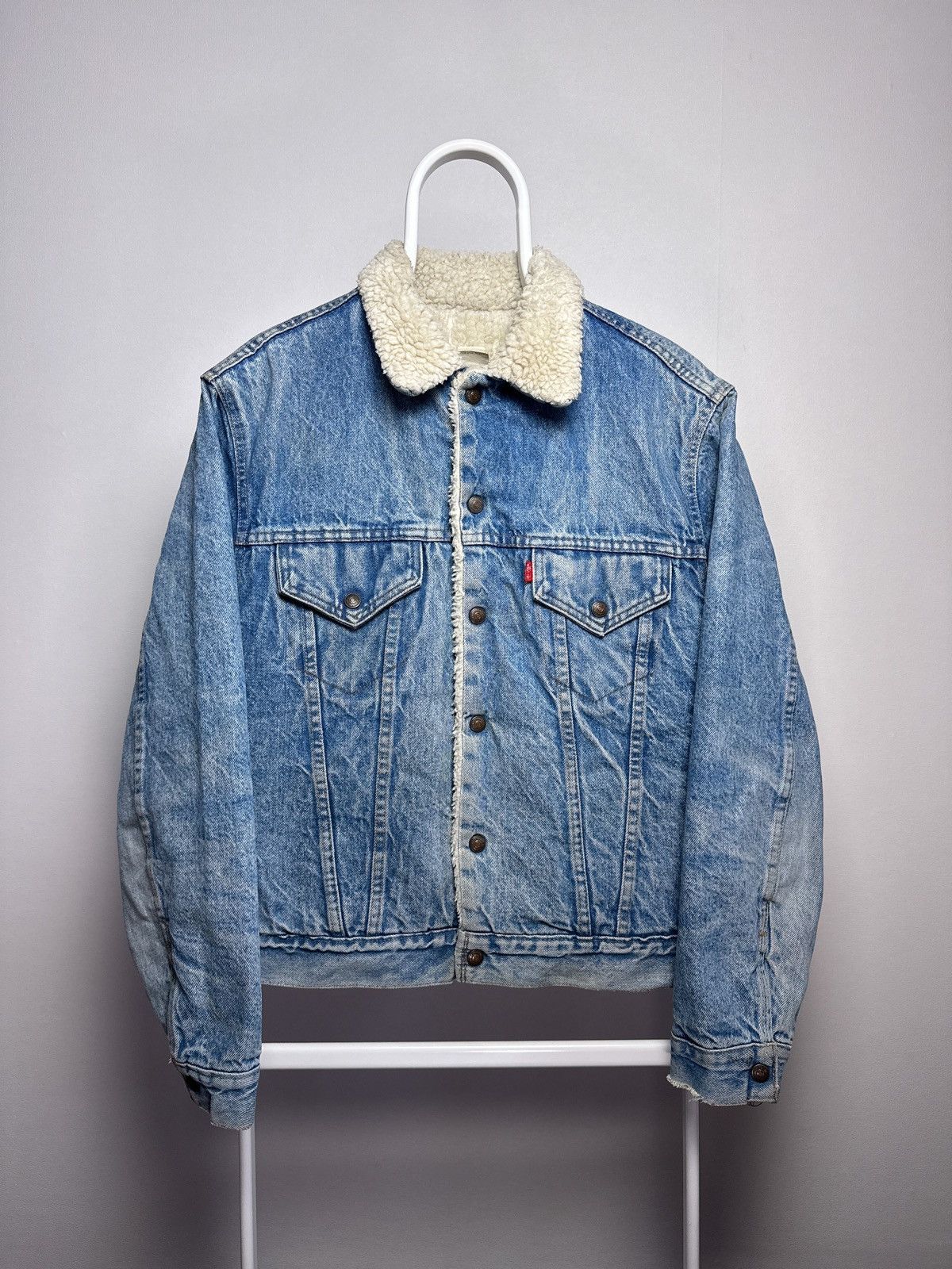 Levi's Levi’s 1970s 70605-0213 Blank Tab Sherpa Lined Denim Jacket Size US S / EU 44-46 / 1 - 1 Thumbnail