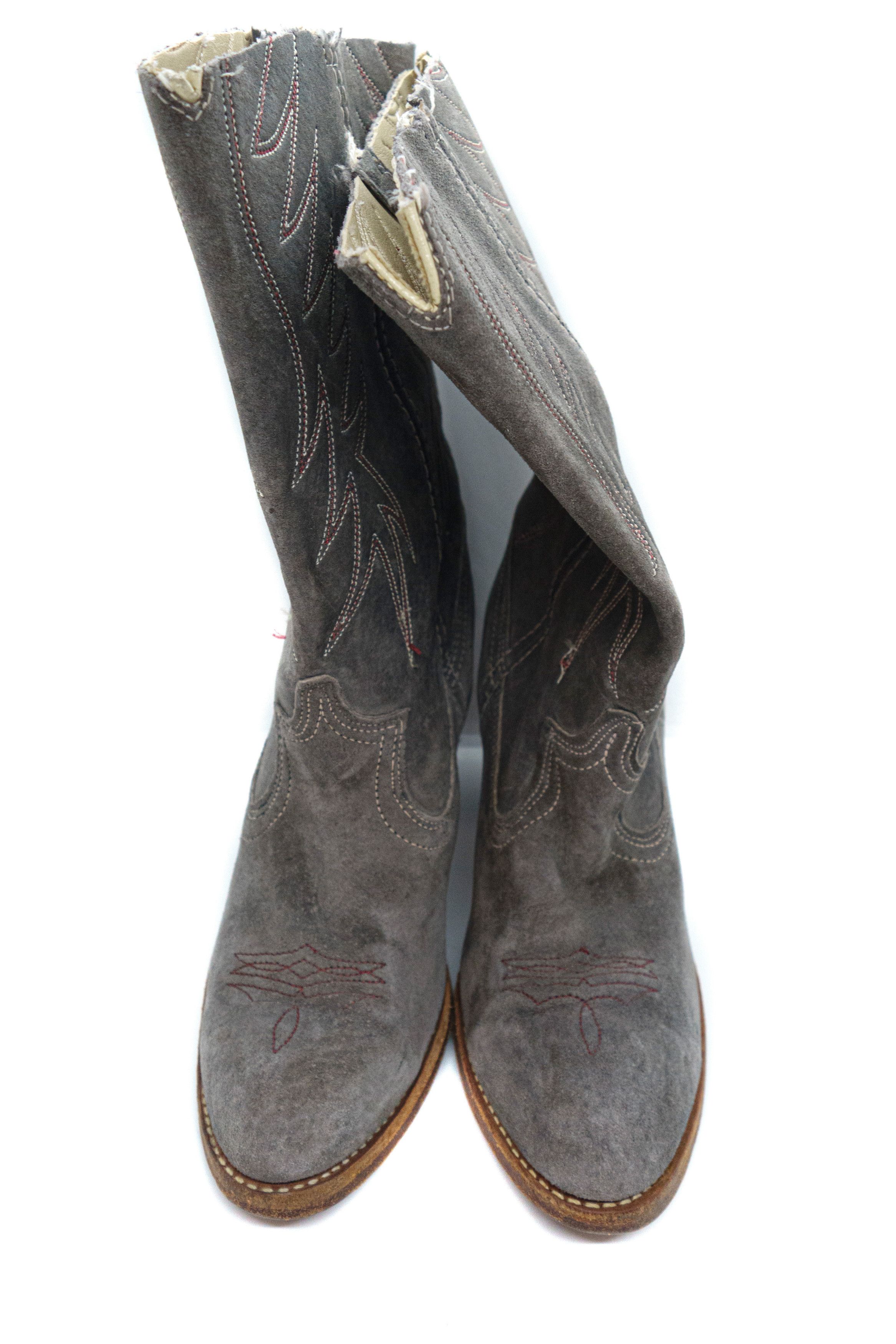 Acme Clothing 00S Cowboy Suede Boots Made in USA Vintage Size US 7.5 / IT 37.5 - 4 Thumbnail