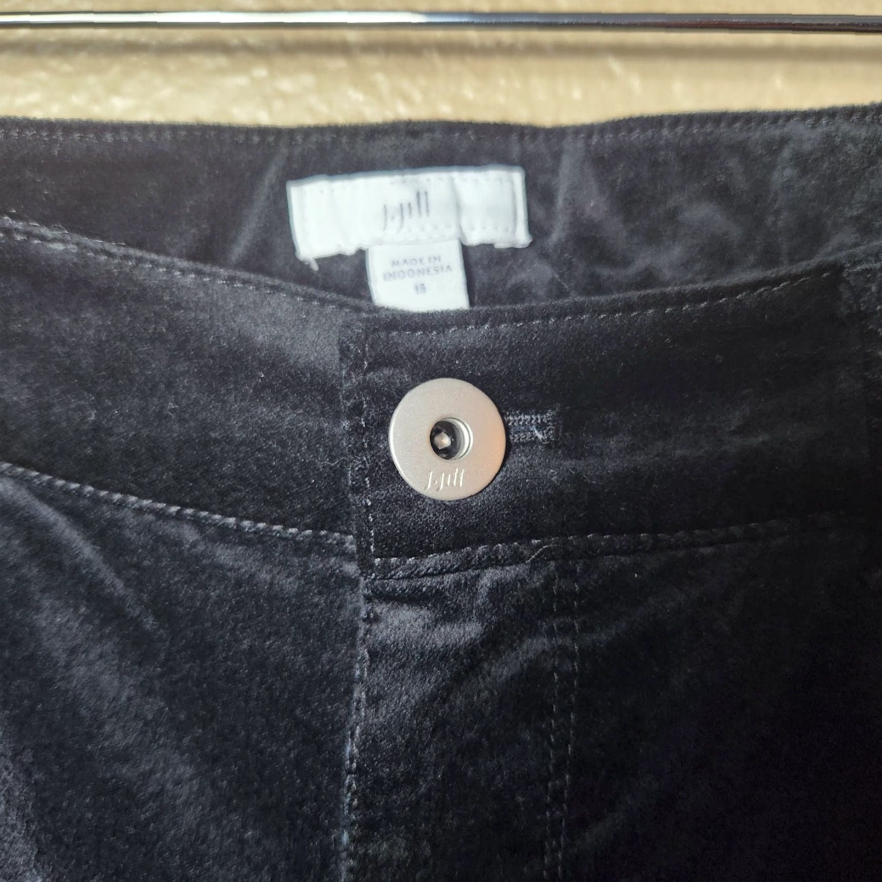 J. Jill J. Jill Black Velveteen High Rise Straight Leg 5 Pocket Pants-Size 16 (NWOT) - Women's Pant, Black, 5 Pocket, High Rise, Straight, NWOT Size 38" / US 16 / IT 52 - 2 Thumbnail