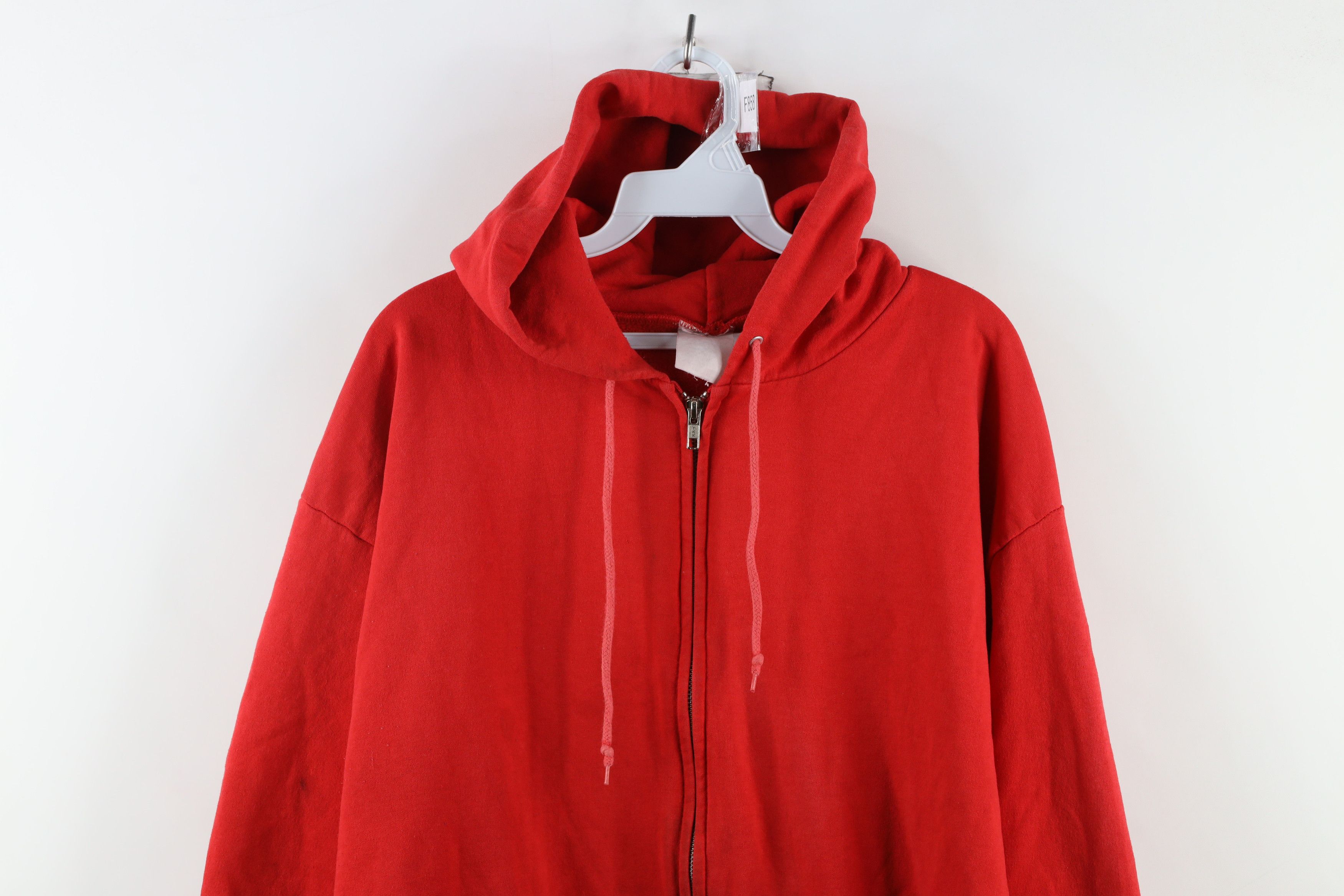 Vintage Vintage 90s Streetwear Blank Full Zip Hoodie Sweatshirt Red Size US XXL / EU 58 / 5 - 2 Thumbnail