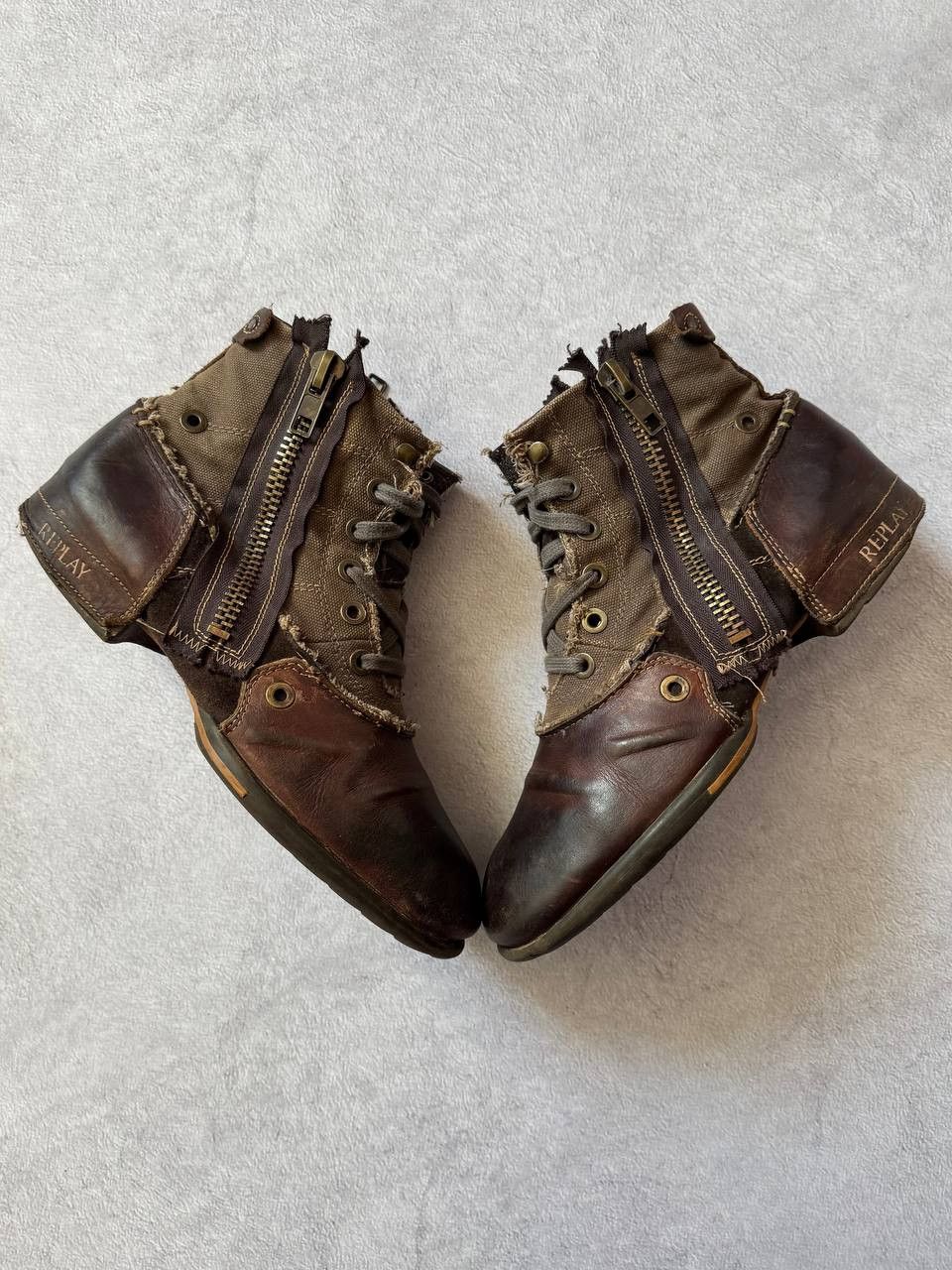 Replay Replay Avant Garde Distressed Leather Double Zip Boots Size US 8 / EU 41 - 4 Thumbnail