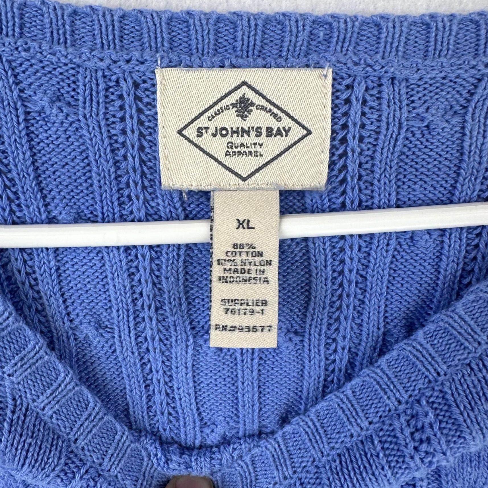 Vintage St. Johns Bay Sweater Womens XL Blue Cable Knit Pullover Crewneck Classic Style Size XL / US 12-14 / IT 48-50 - 3 Thumbnail