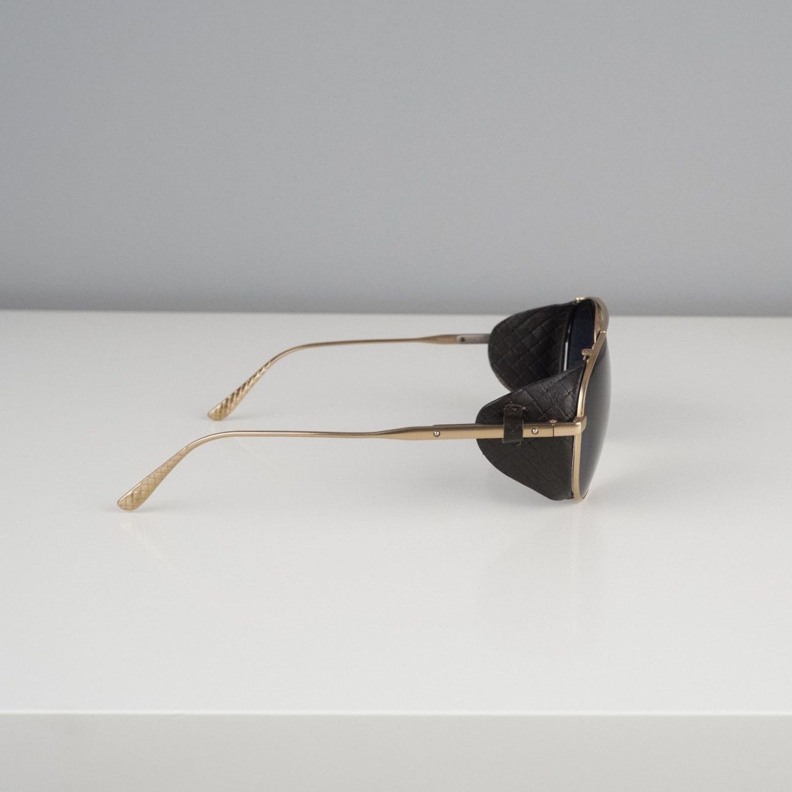 Bottega Veneta Bottega veneta gold leather aviator titanium sunglasses Size ONE SIZE - 3 Thumbnail
