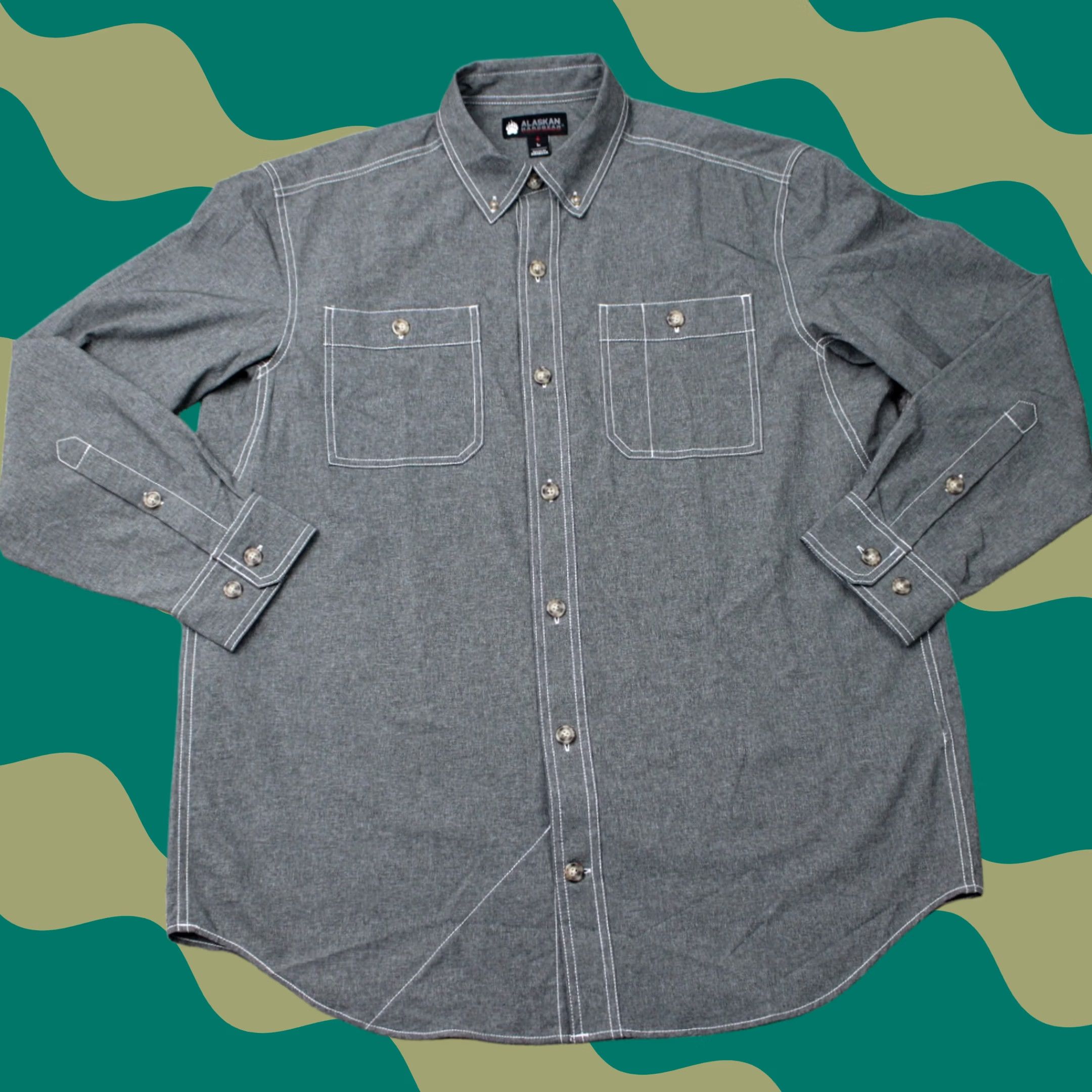 Vintage Alaskan Hardgear Shirt Mens Large Gray Duluth Bush Pilot Long Sleeve Button Up Size US L / EU 52-54 / 3 - 1 Thumbnail