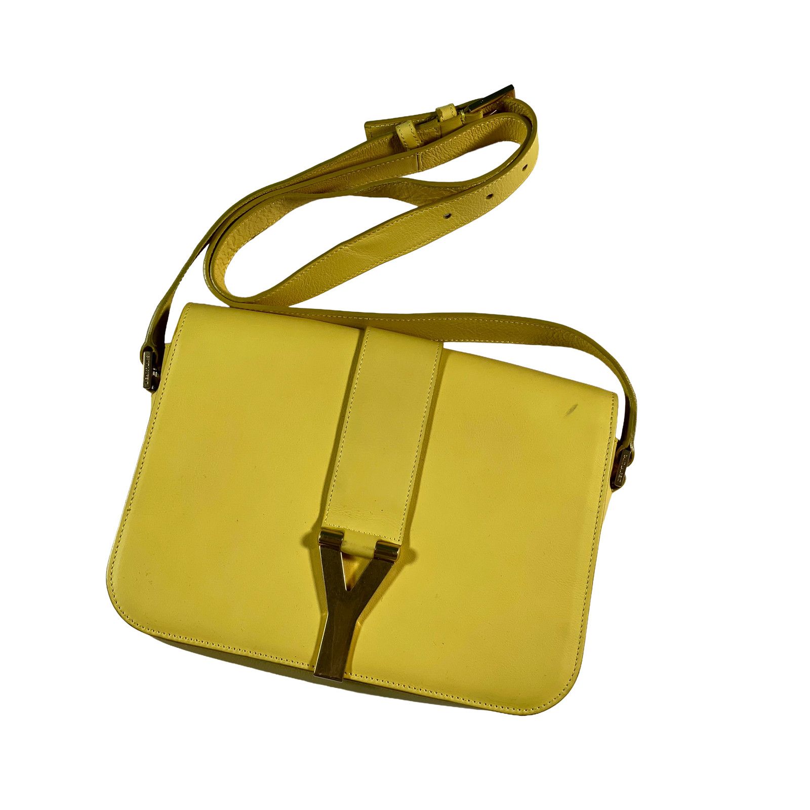 Saint Laurent Paris YSL Chyc Leather Classic Y Yellow Crossbody Bag Size ONE SIZE - 1 Thumbnail