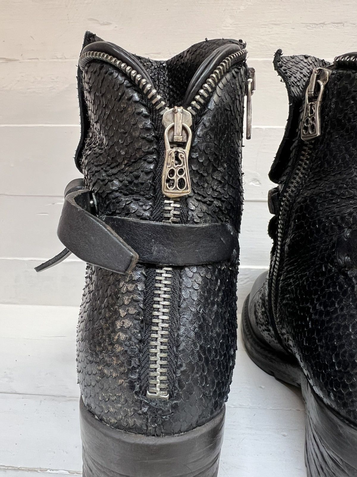 A.S.98 Airstep AS98 Black Leather Boho Biker Ankle Boots Size US 7 / EU 40 - 9 Thumbnail