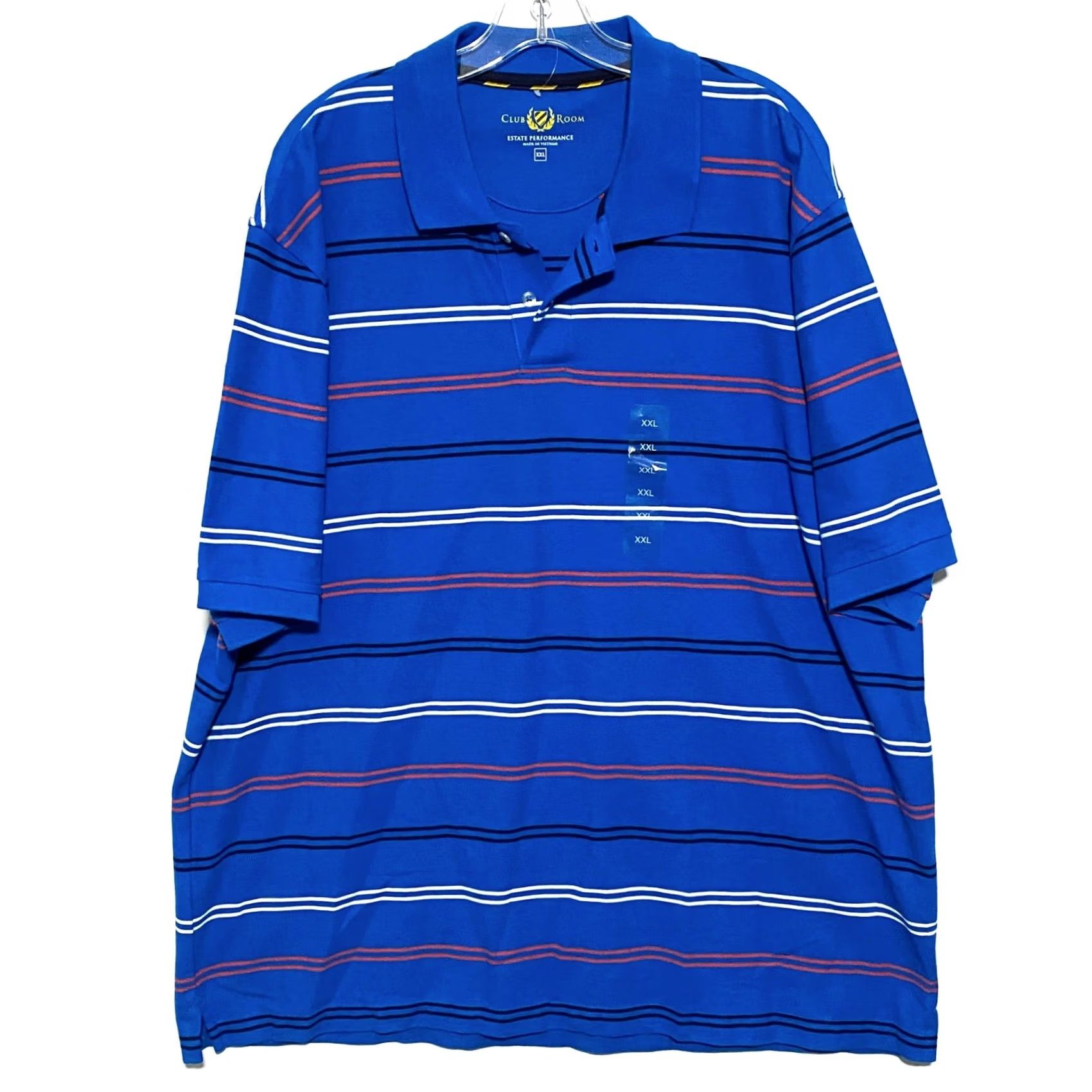 Club Room VINTAGE Club Room Estate Performance Polo Shirt Mens 2XL Blue Striped Knit Short Sleeve Golf Office NWOT Size US XXL / EU 58 / 5 - 2 Thumbnail