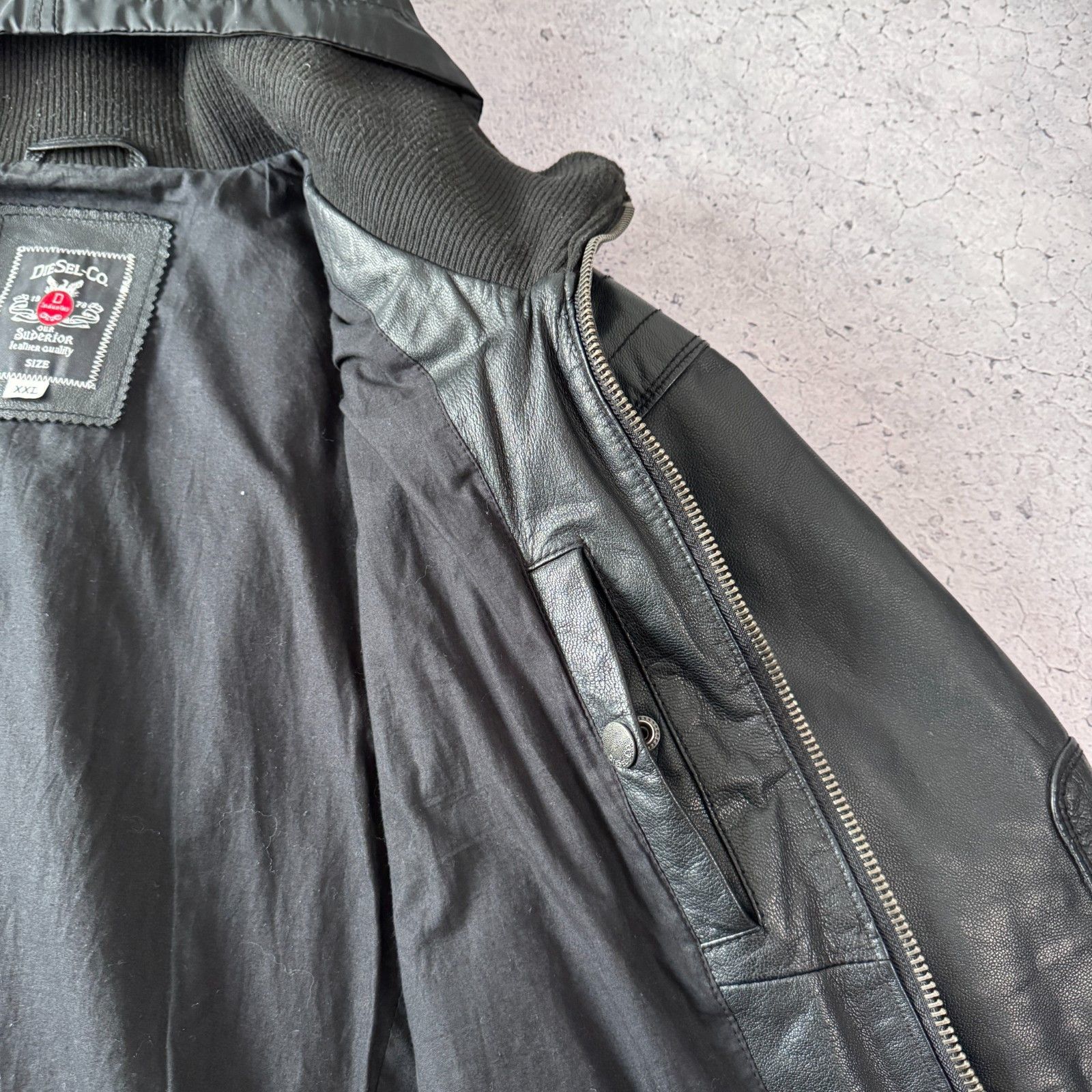 Diesel Diesel Superior Vintage Leather Biker Jacket Black Bomber Size US XL / EU 56 / 4 - 8 Thumbnail