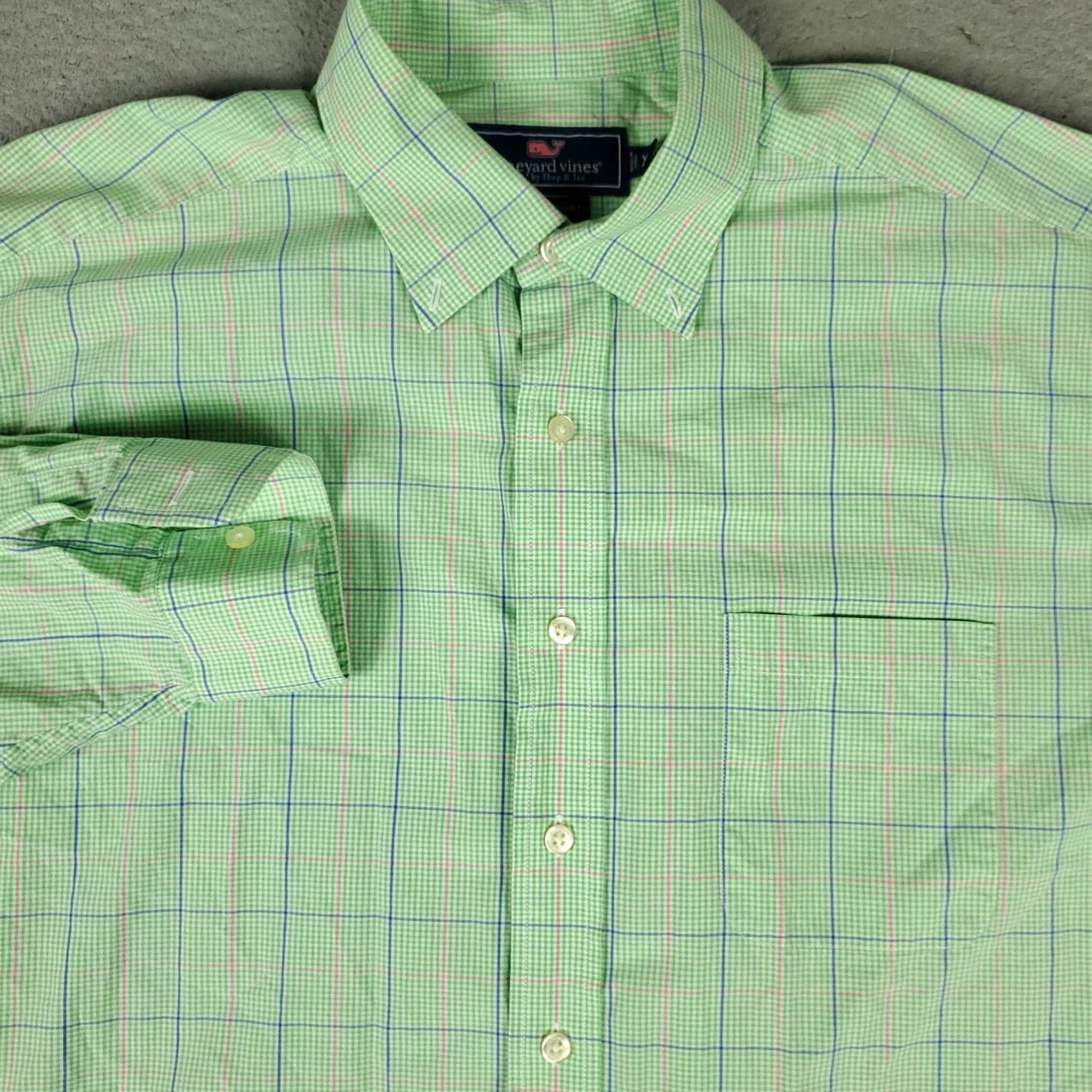 Vineyard Vines Vineyard Vines Shirt Mens XL Green Plaid Button-Up Long Sleeve Size US XL / EU 56 / 4 - 2 Thumbnail
