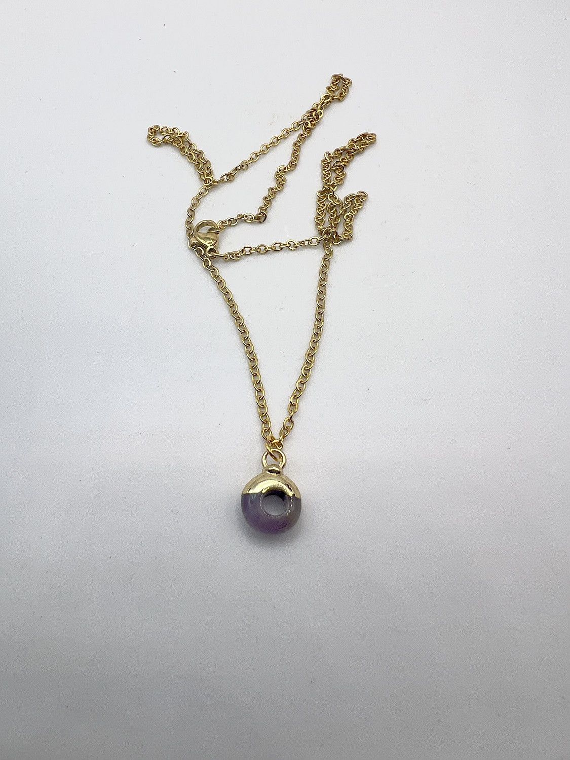 Handmade Purple Round Amethyst Gold Chain Necklace Size ONE SIZE - 4 Thumbnail