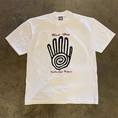 Vintage Loose White Palm Printed Casual Short Sleeve T-Shirt Size US L / EU 52-54 / 3 - 5 Thumbnail