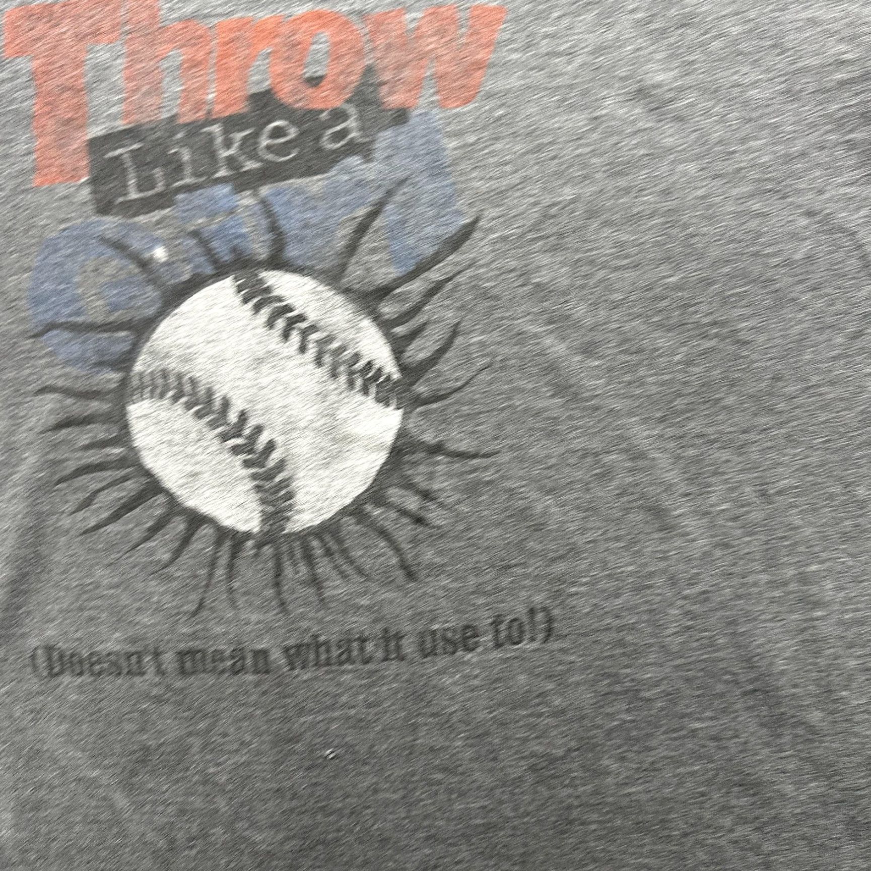 Hanes Hanes Throw Like A Girl Graphic Tee Men’s XL Gray Baseball T-Shirt Size US XL / EU 56 / 4 - 5 Thumbnail