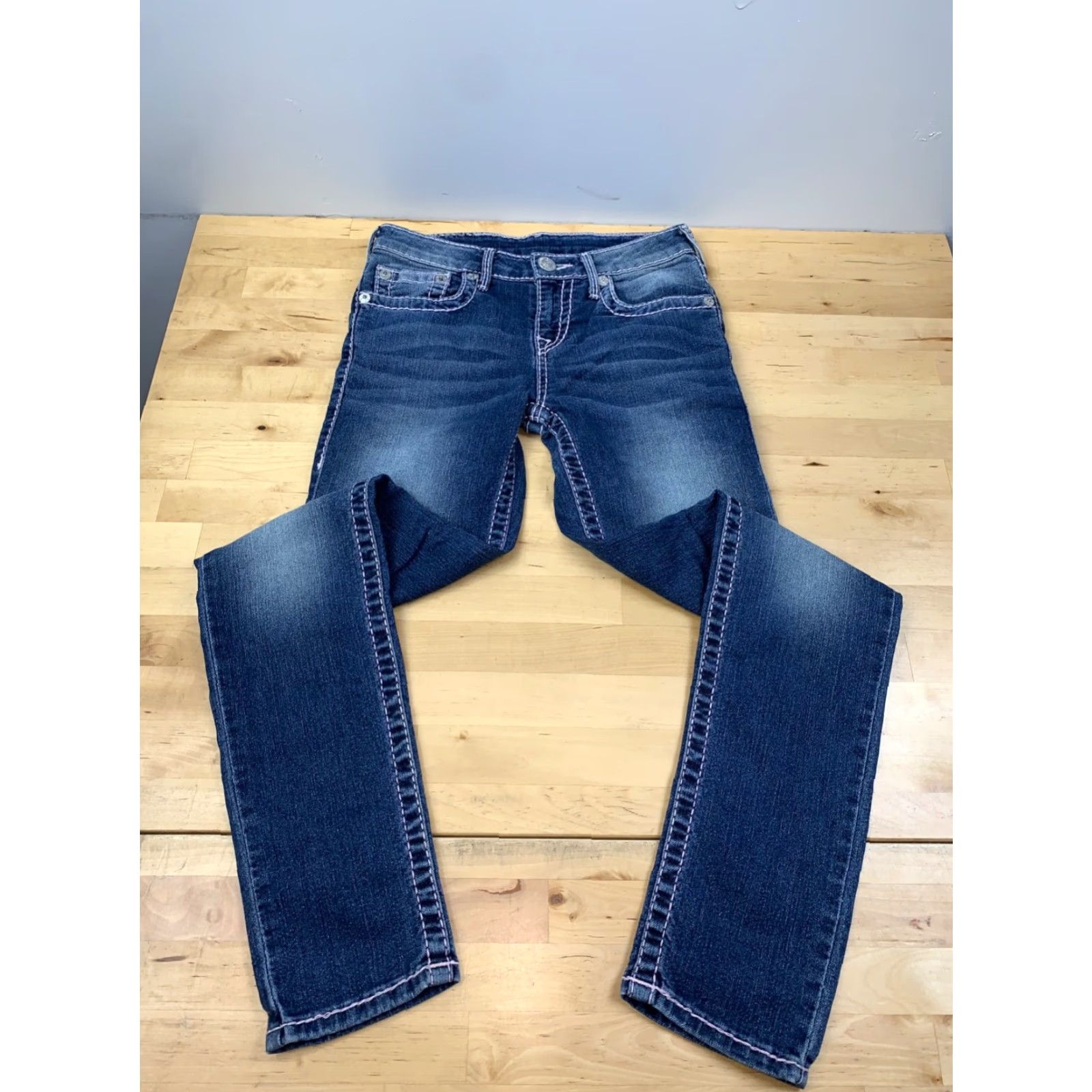True Religion True Religion Jeans Skinny Blue Denim Womens 12 Slim Regular Blue Logo Pockets Zipper City USA 2010s Ladies Size 34" / US 12 / IT 48 - 2 Thumbnail