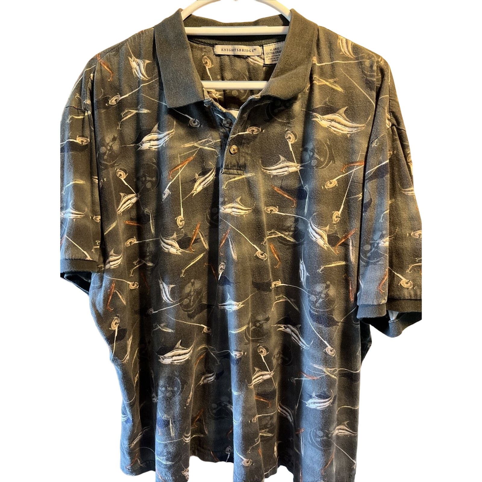 Other Knightsbridge Shirt Men Polo Gray Shirt XL Fishing Swordfish Size US XL / EU 56 / 4 - 1 Thumbnail