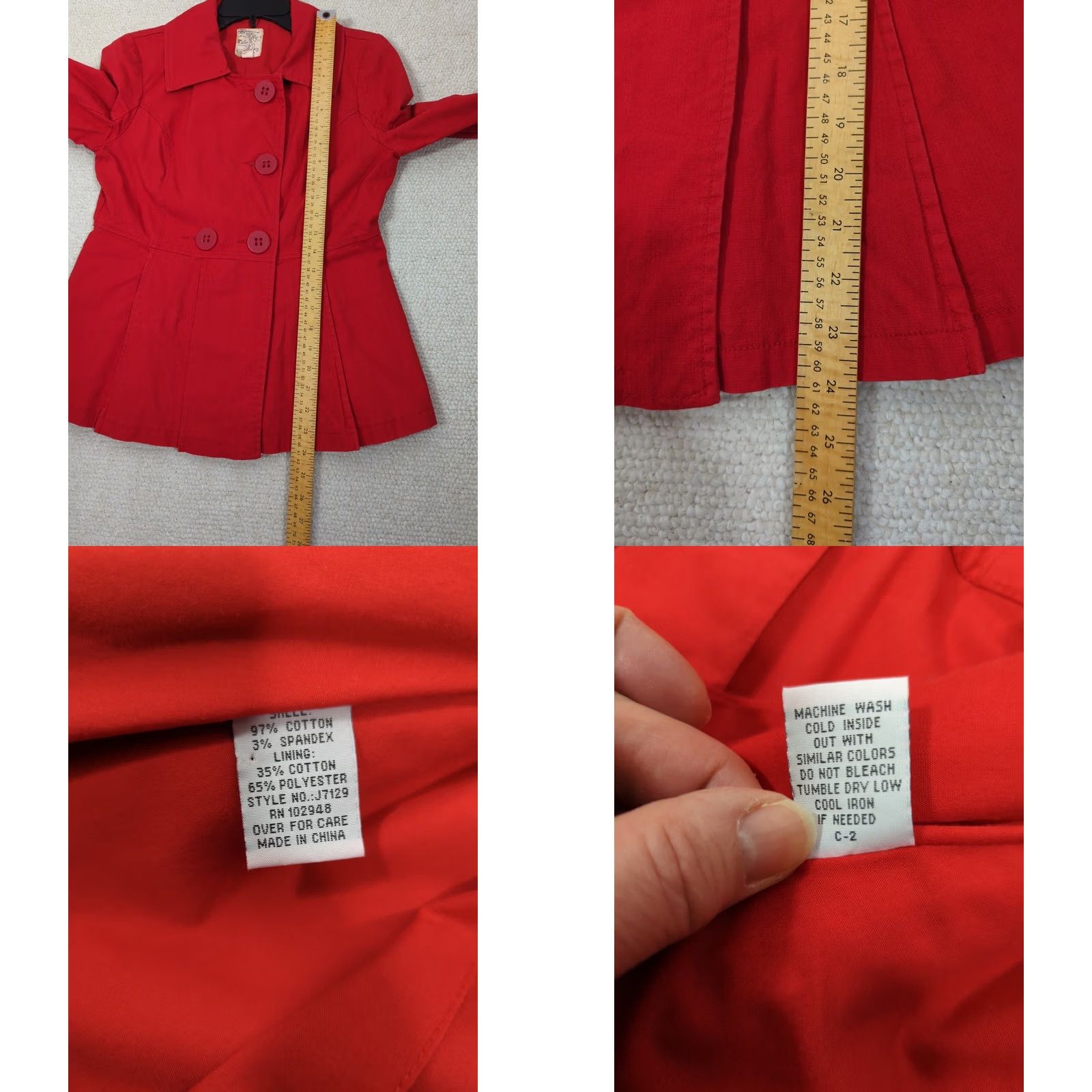 Vintage Tulle Red Pea Coat Jacket Button Size M Women Regular Size M / US 6-8 / IT 42-44 - 8 Thumbnail