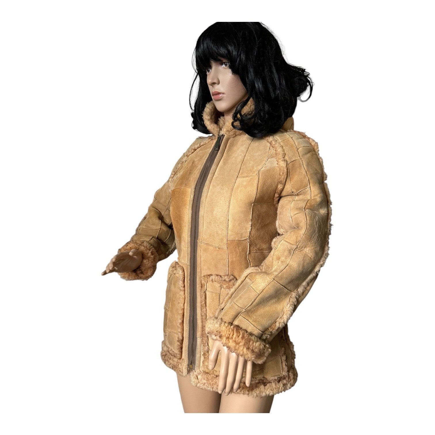 Vintage 70s Unbranded Patchwork Shearling Hooded Reversable Coat S Size S / US 4 / IT 40 - 13 Thumbnail