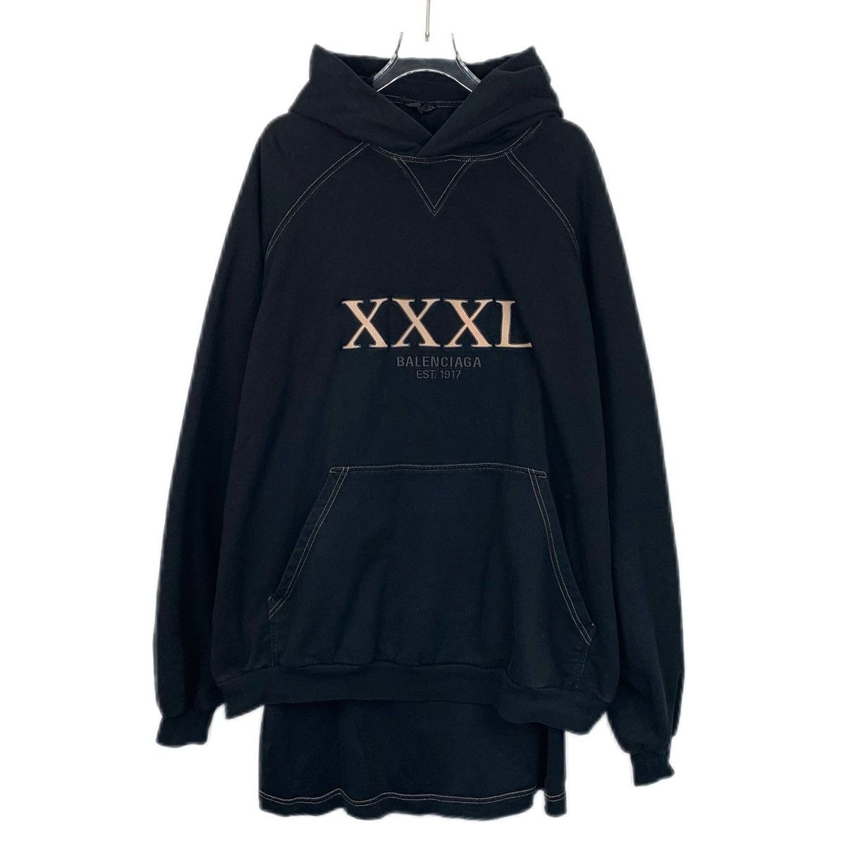 Balenciaga Balenciaga Black Logo Hooded Fake Two-piece Sweatshirt Size US L / EU 52-54 / 3 - 1 Thumbnail