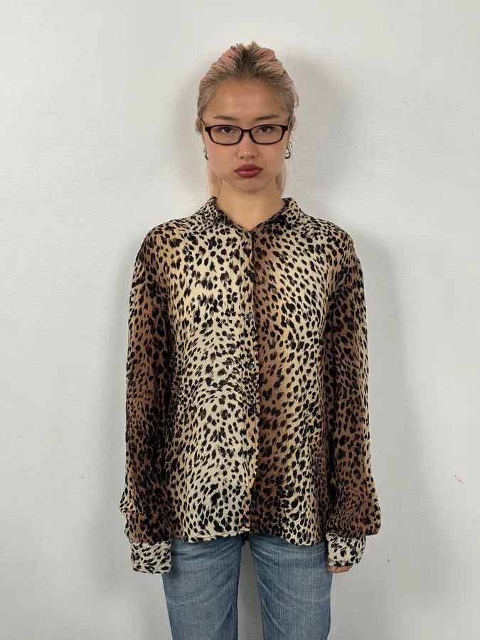 Roberto Cavalli 2000s Cavalli Leopard Print Shirt Size M / US 6-8 / IT 42-44 - 1 Thumbnail