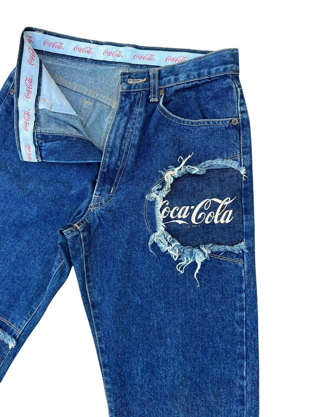 Coca Cola Vintage 90s Coca Cola Patchwork Denim Jeans Pant Size US 29 - 9 Thumbnail