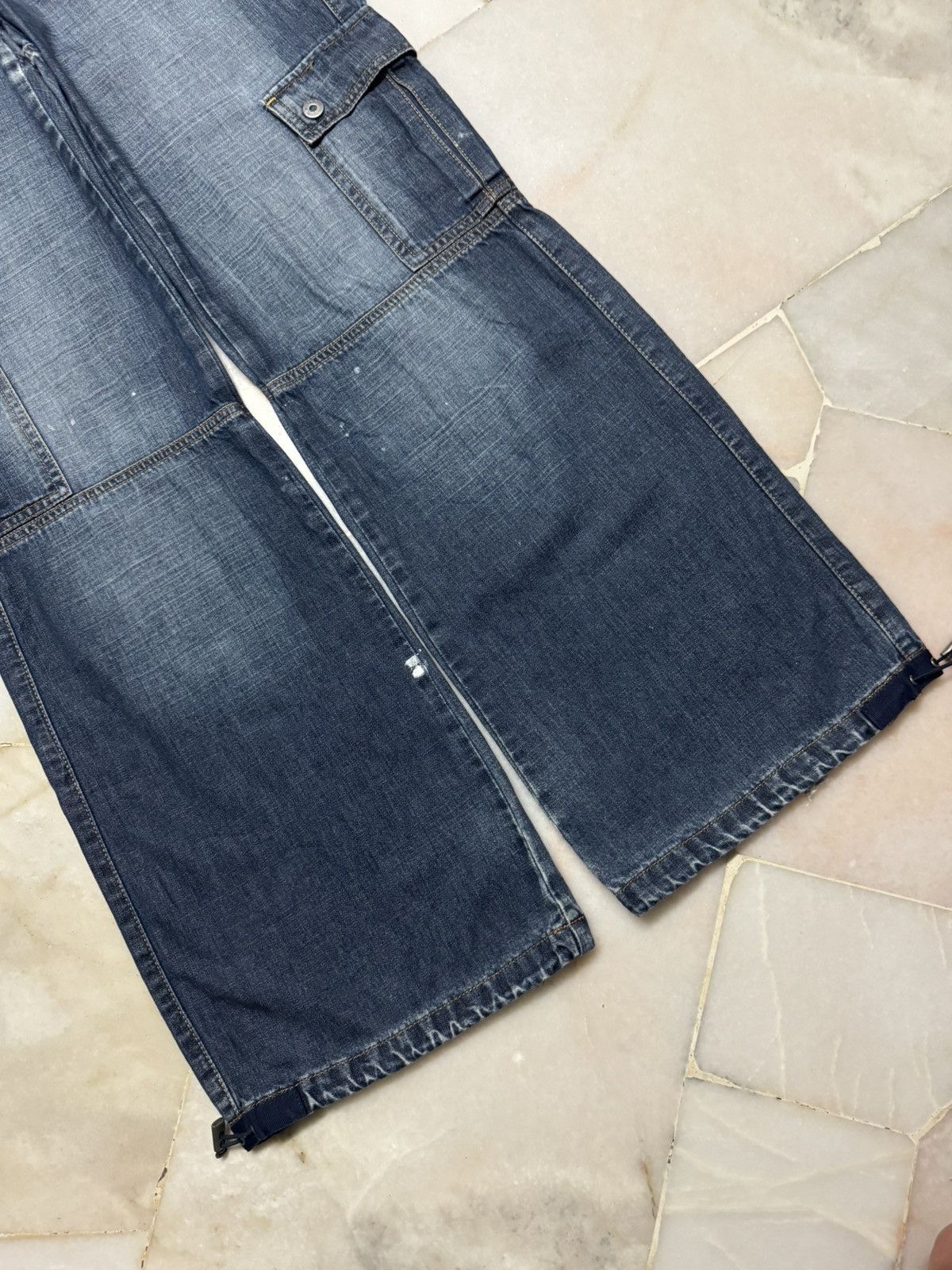Esprit 💥BAGGY FLARE💥VINTAGE ESPRIT MUDWASH CARGO JEANS SICK DISTRES Size US 31 - 8 Thumbnail