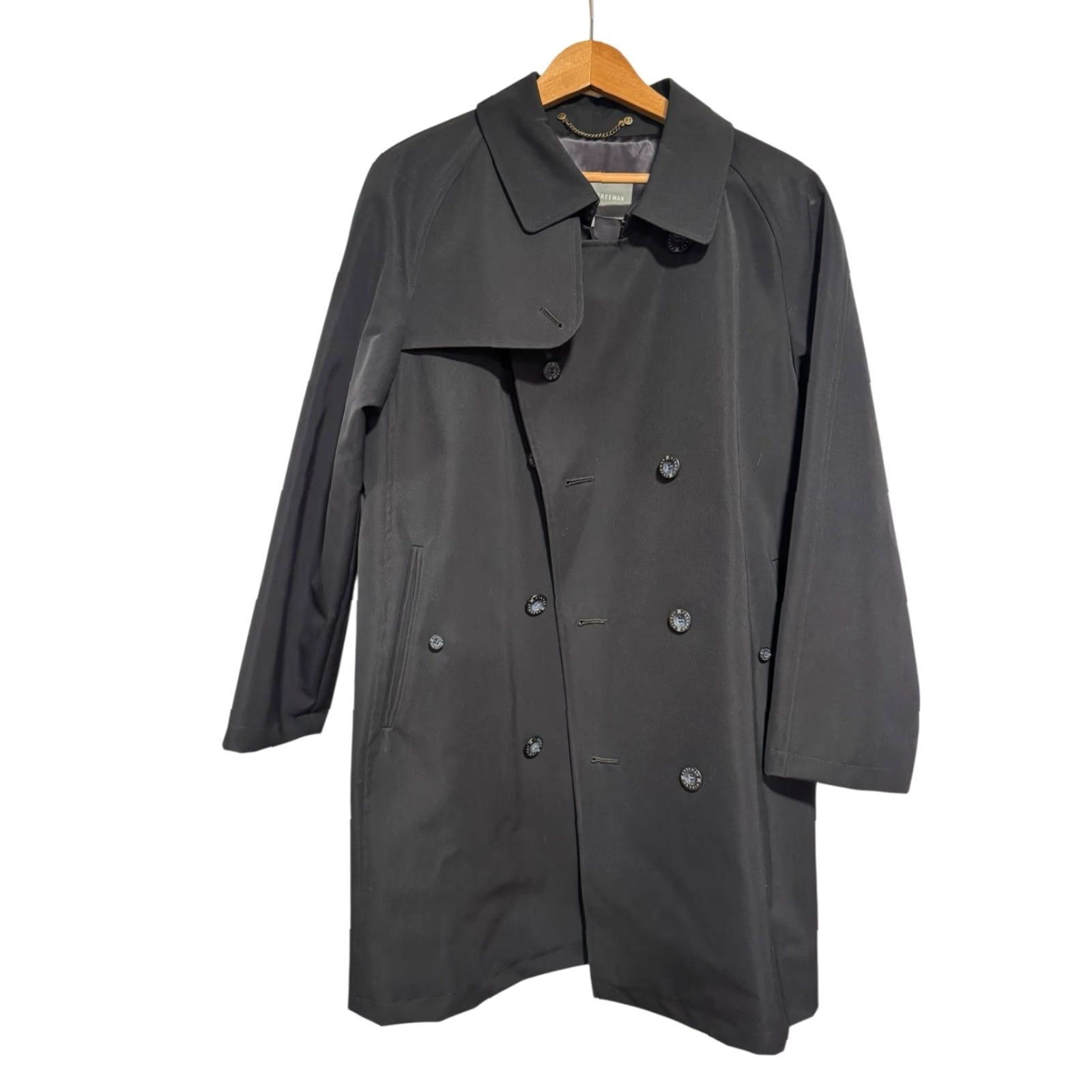 Vintage Hickey Freeman Double Breasted Trench Coat Black Wool Blend Men’s Medium Raglan Jacket/Coat Size US M / EU 48-50 / 2 - 4 Thumbnail