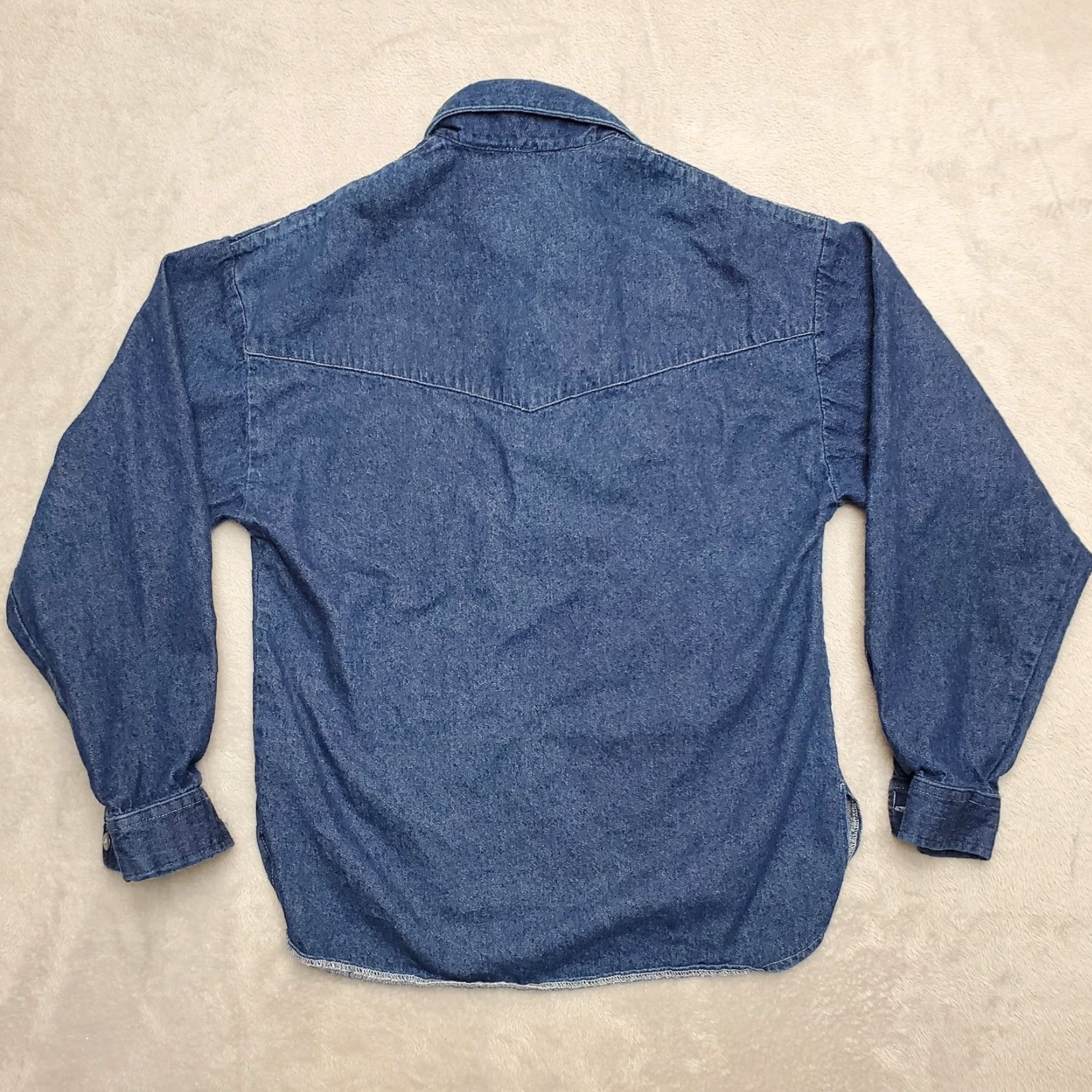 Vintage VINTAGE Cameo Rose Shirt Women 6 Blue Denim Button Pullover Casual 100% Cotton Long Sleeve Collared Built-In USA Size M / US 6-8 / IT 42-44 - 7 Thumbnail