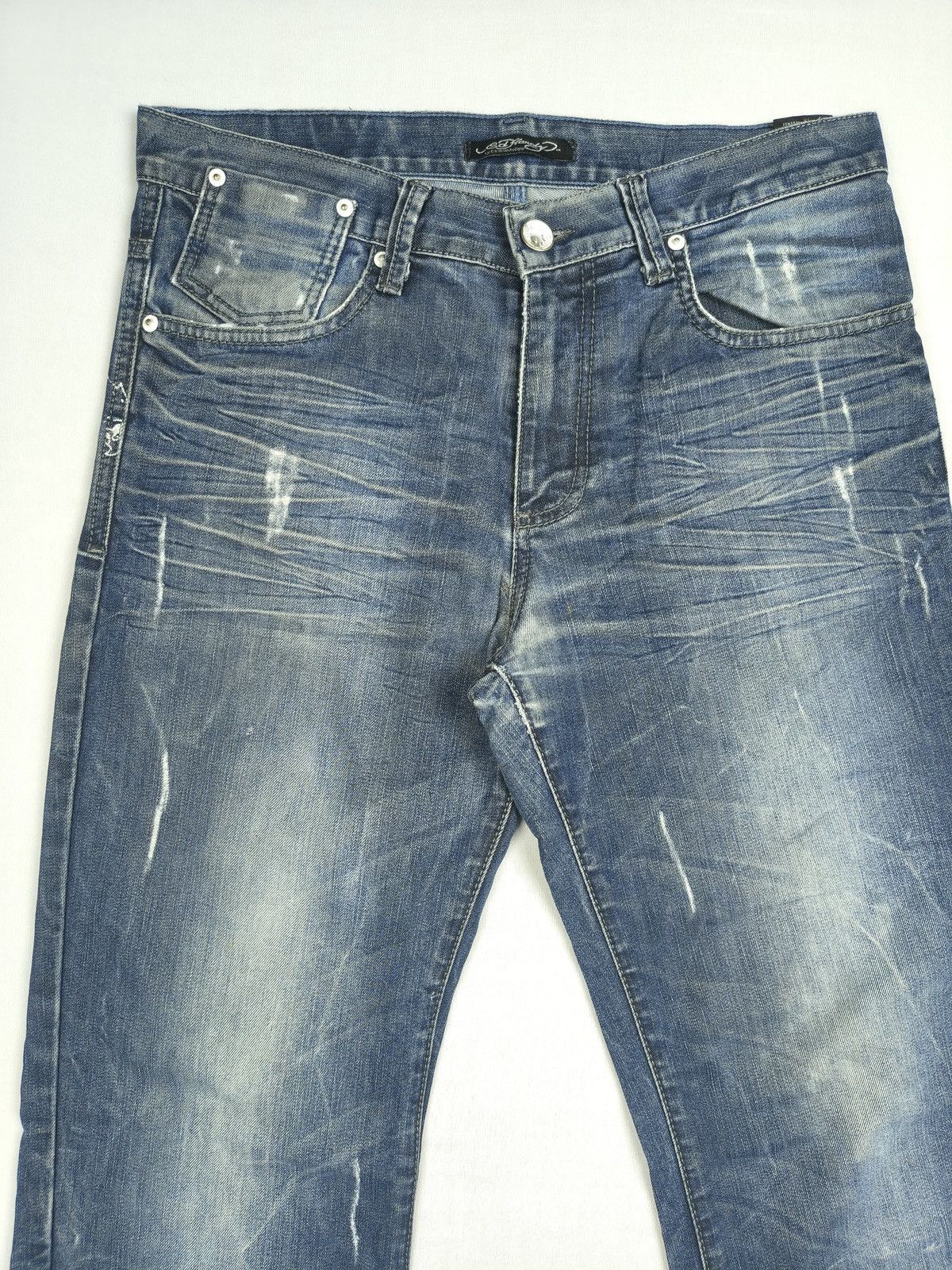 Ed Hardy Ed Hardy Skull Graphic Spellout distressed Y2K Jeans(064) Size US 34 / EU 50 - 8 Thumbnail