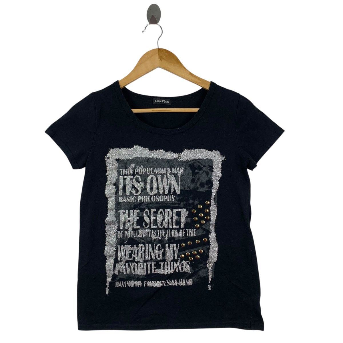 Vintage CHAMI CHAMI Punk Gold Stud Short Sleeve Tshirt Size M / US 6-8 / IT 42-44 - 1 Thumbnail