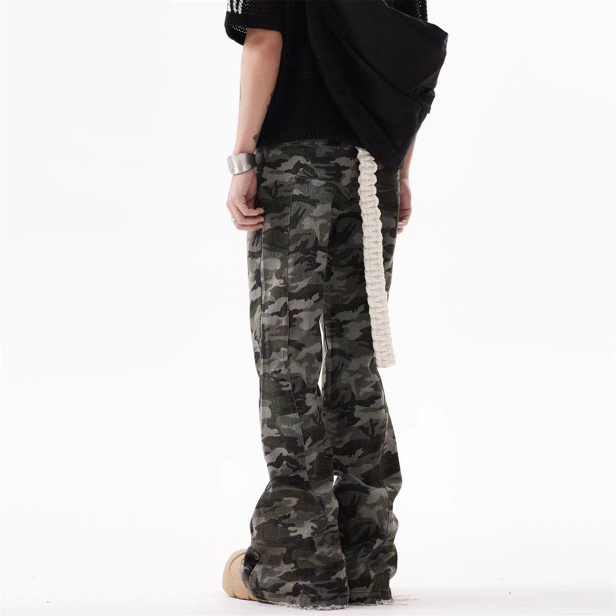 Japanese Brand × Vintage Vintage Destruction Camouflage Micro Flare Work Trousers Size US 30 / EU 46 - 3 Thumbnail