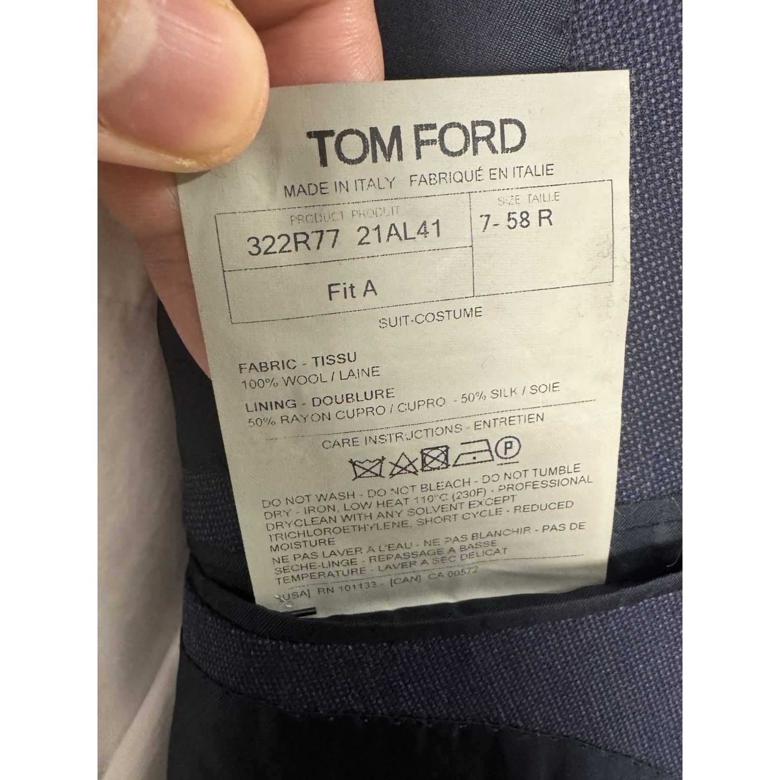 Tom Ford Tom Ford Wool Mohair Navy Wool Blazer Suit Jacket 58R/46US Size 46R - 7 Thumbnail